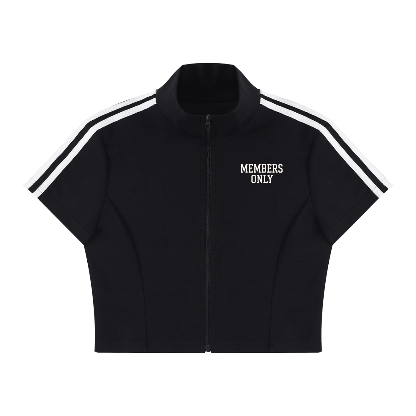 The Luxuri Girl Cropped Full Zip Short Sleeve T-Shirt