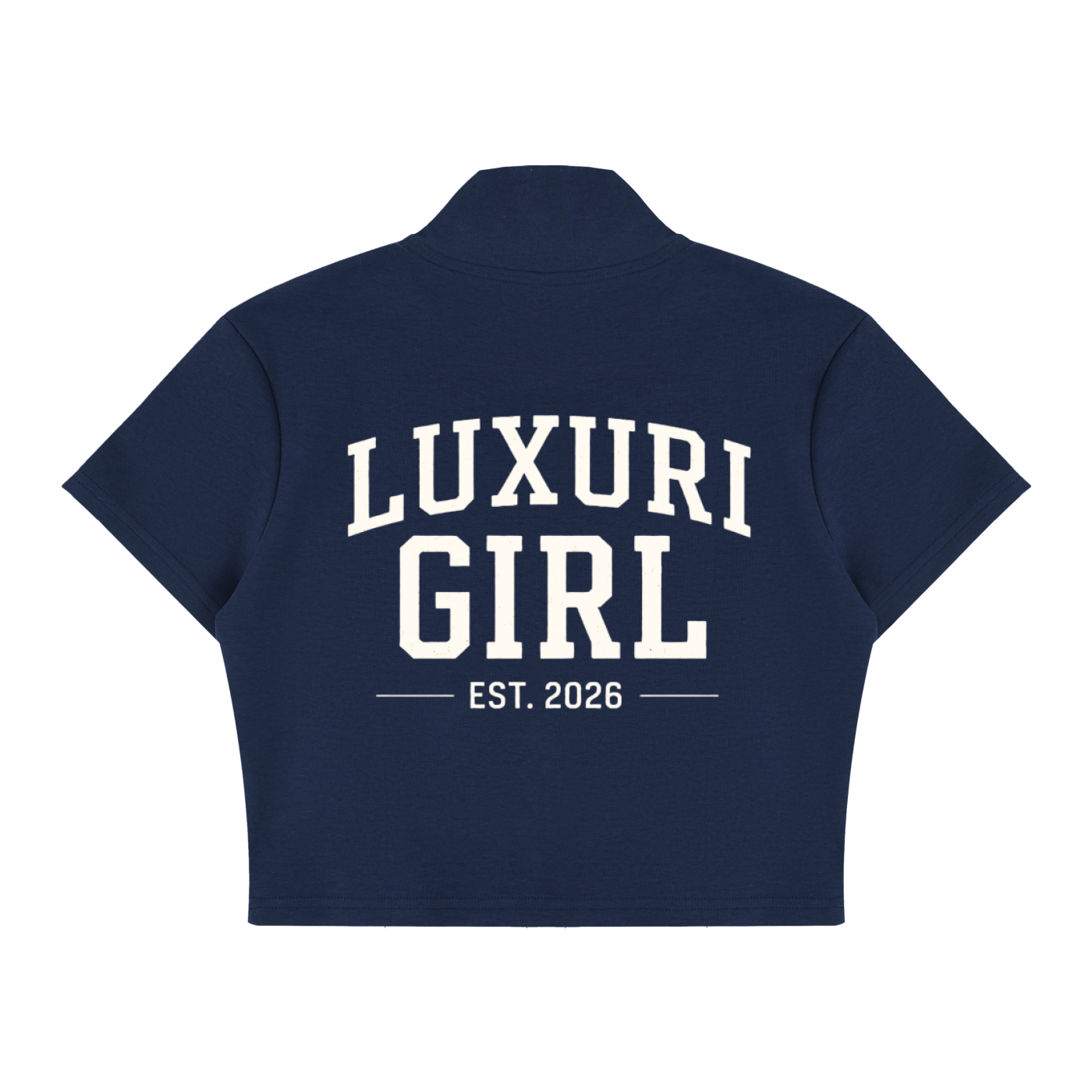 The Luxuri Girl Cropped Full Zip Short Sleeve T-Shirt