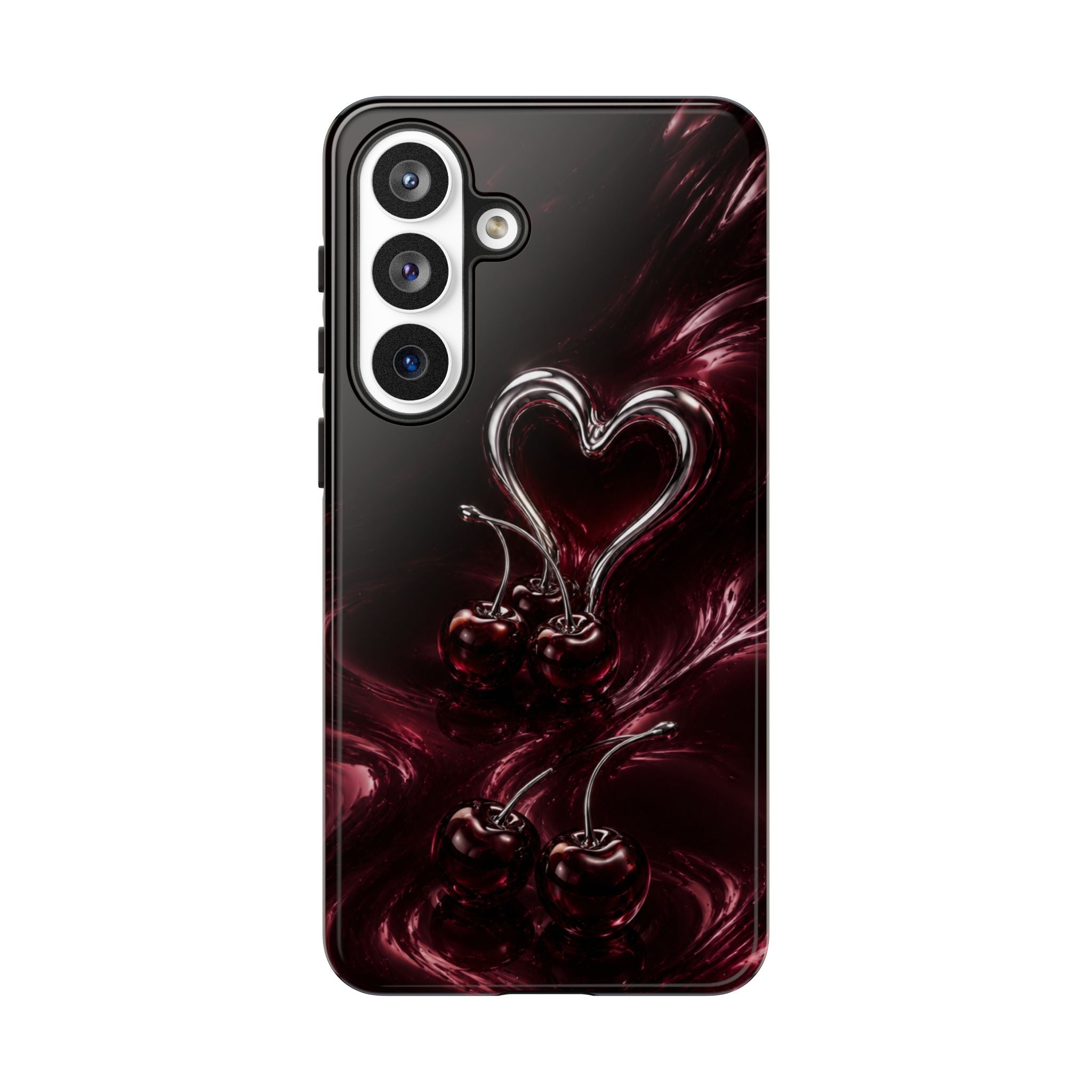 Dark Cherry Chrome Heart Phone Case