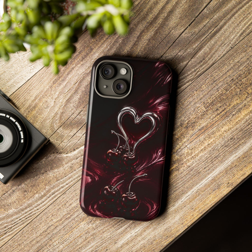 Dark Cherry Chrome Heart Phone Case