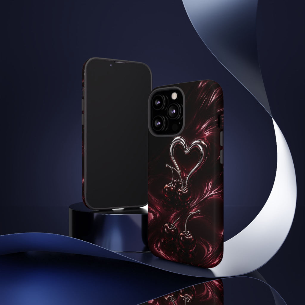 Dark Cherry Chrome Heart Phone Case