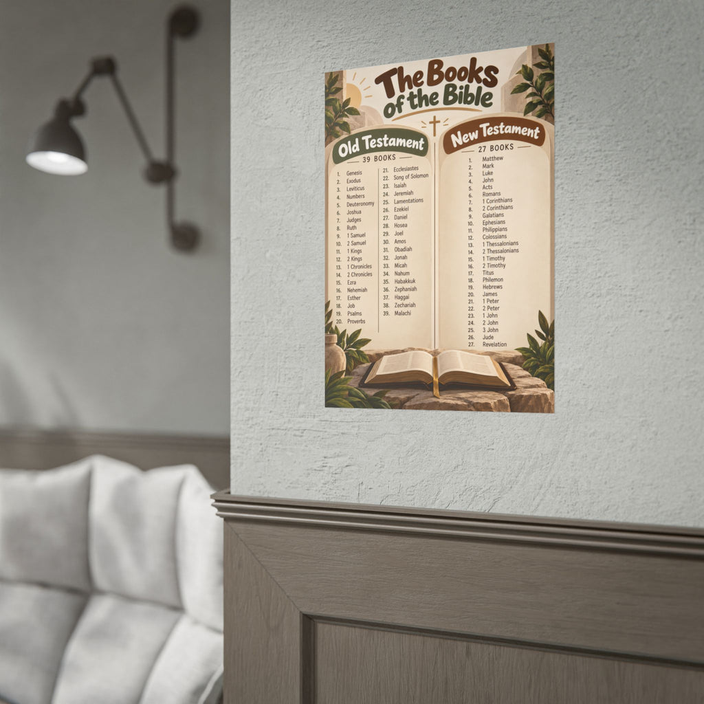 Books of the Bible Christian Poster | Old & New Testament Bible Wall Art