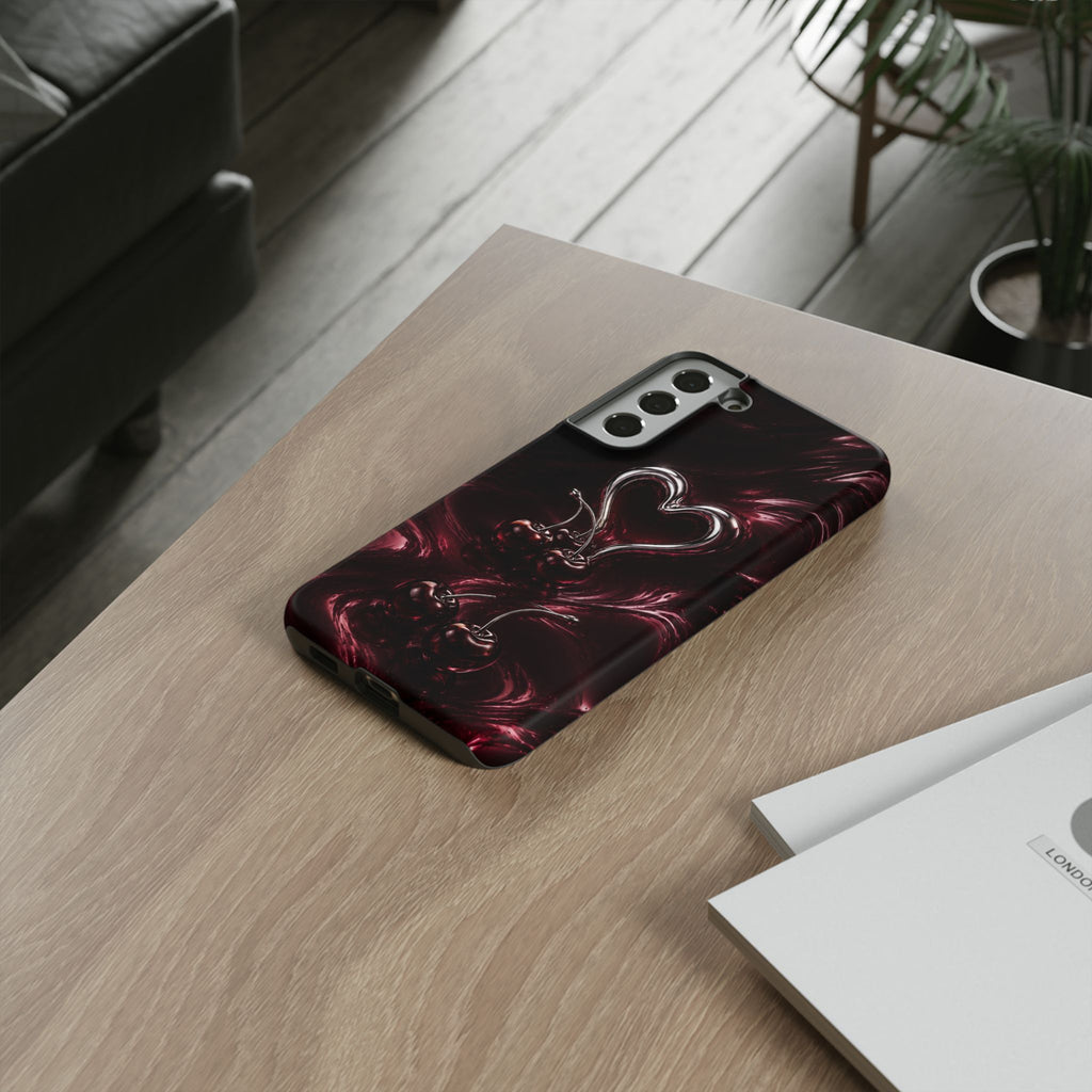 Dark Cherry Chrome Heart Phone Case