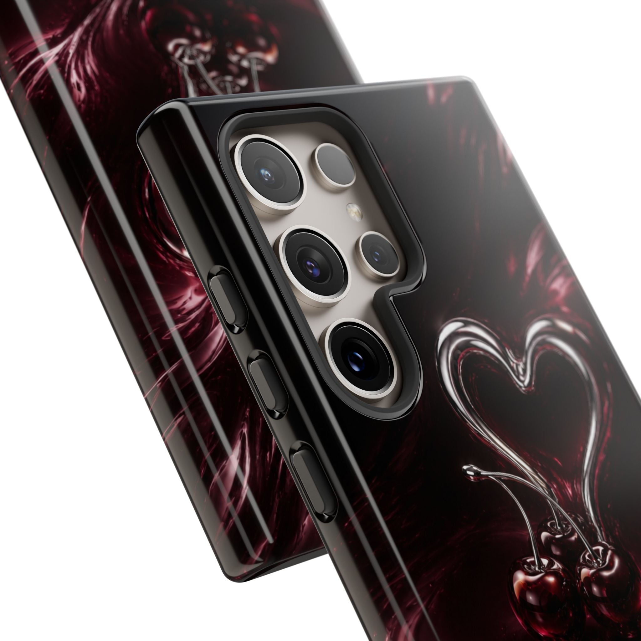 Dark Cherry Chrome Heart Phone Case
