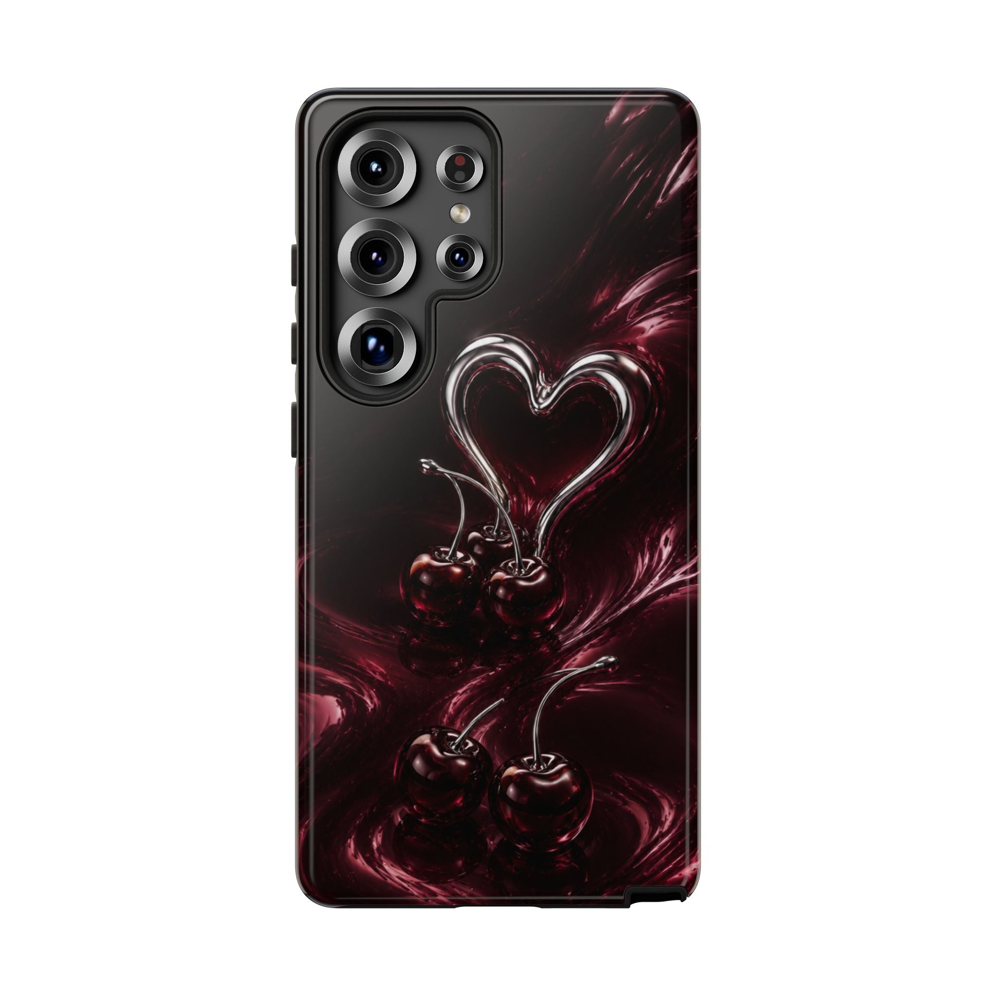 Dark Cherry Chrome Heart Phone Case