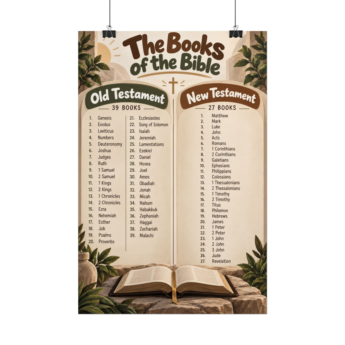 Books of the Bible Christian Poster | Old & New Testament Bible Wall Art