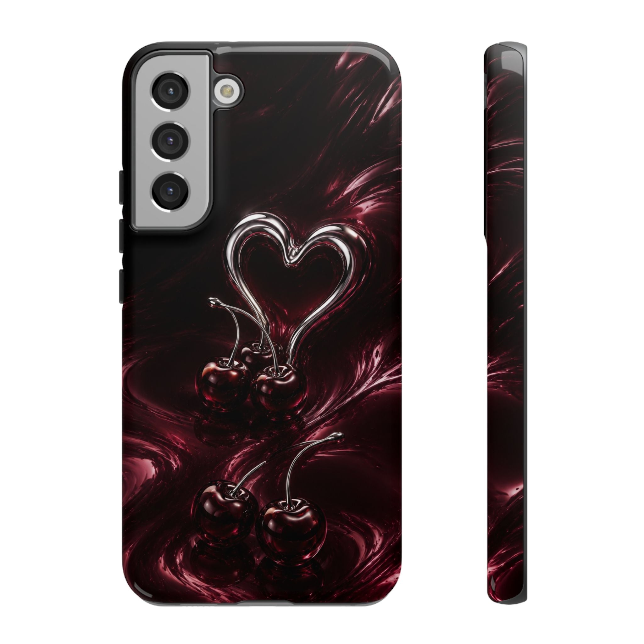 Dark Cherry Chrome Heart Phone Case