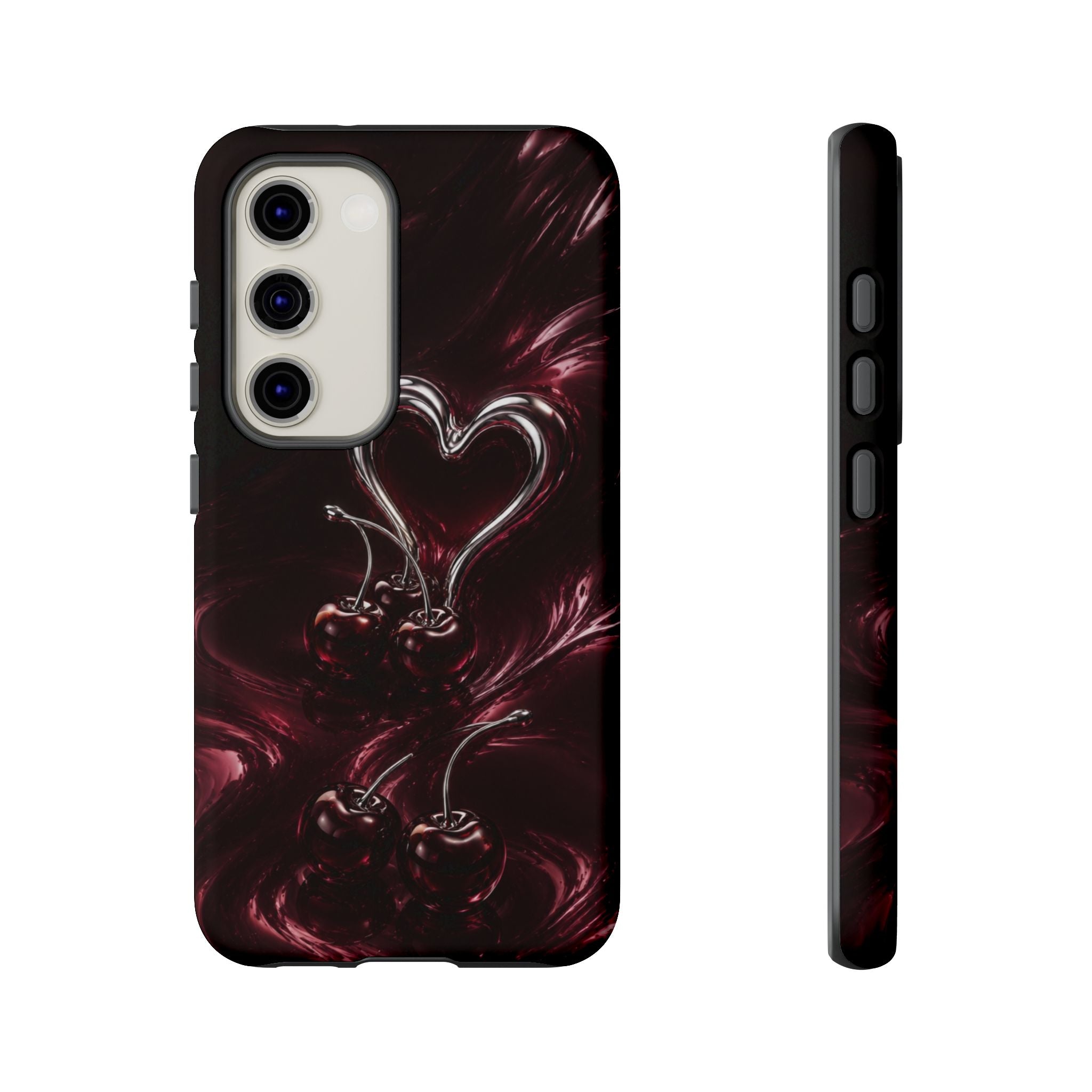 Dark Cherry Chrome Heart Phone Case