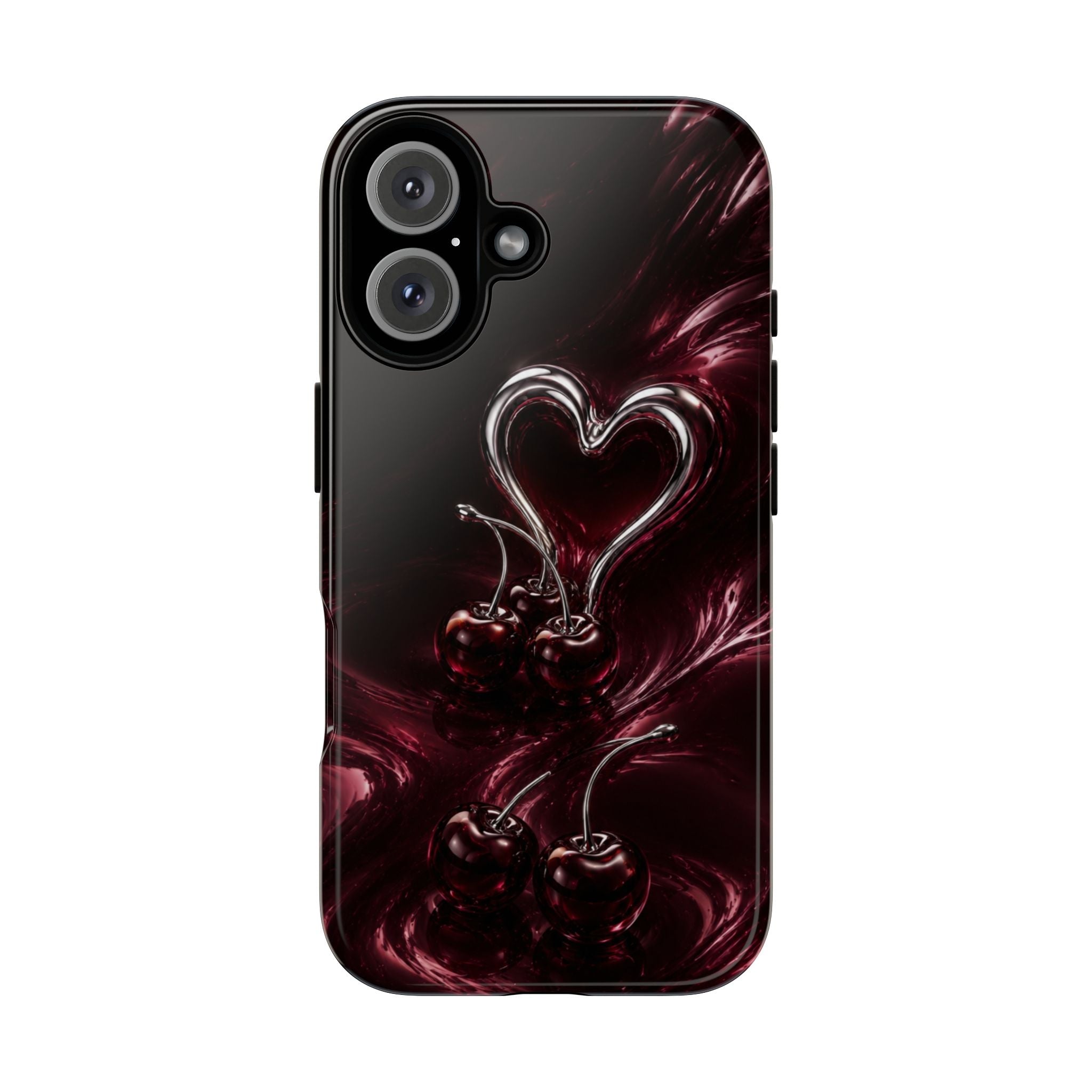 Dark Cherry Chrome Heart Phone Case