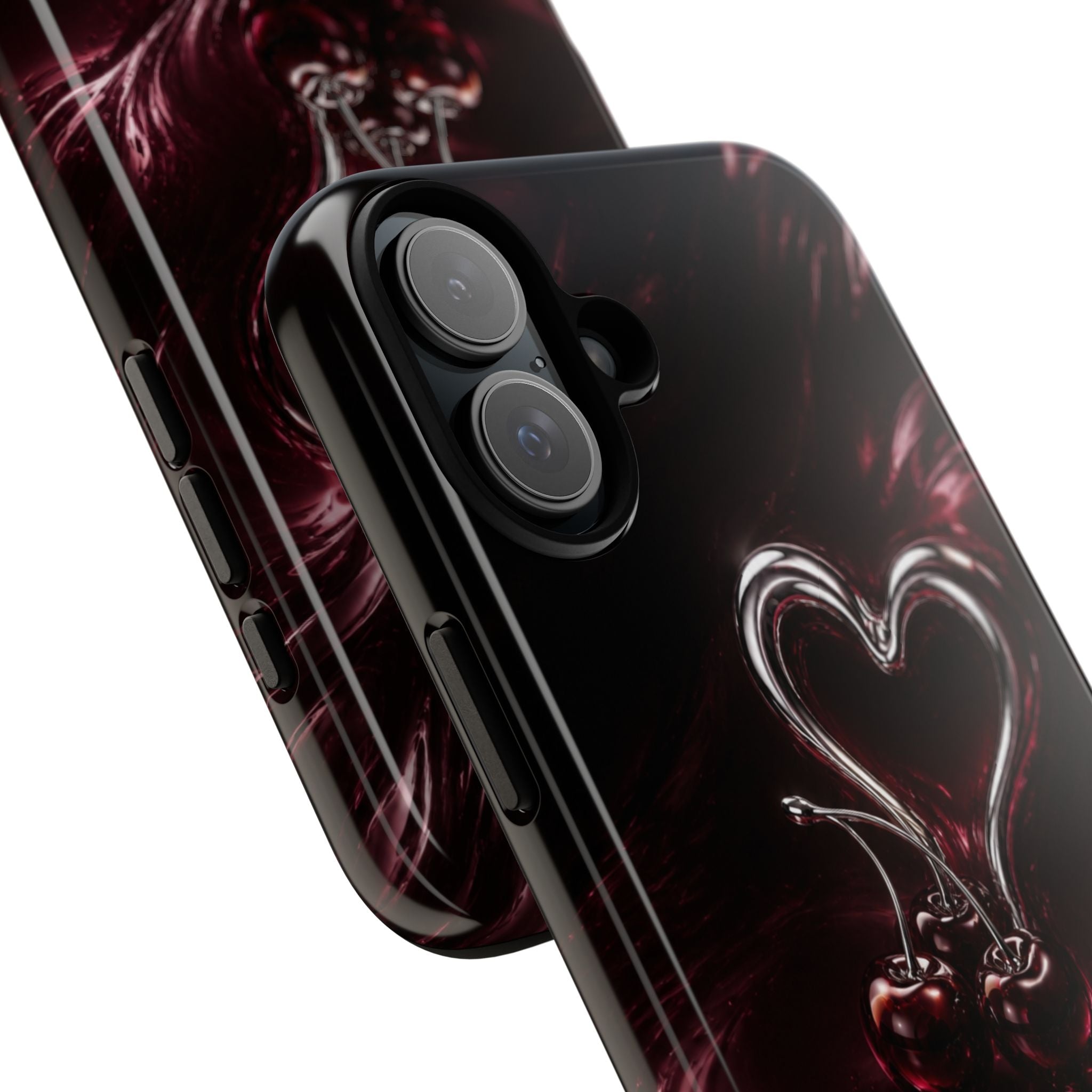 Dark Cherry Chrome Heart Phone Case