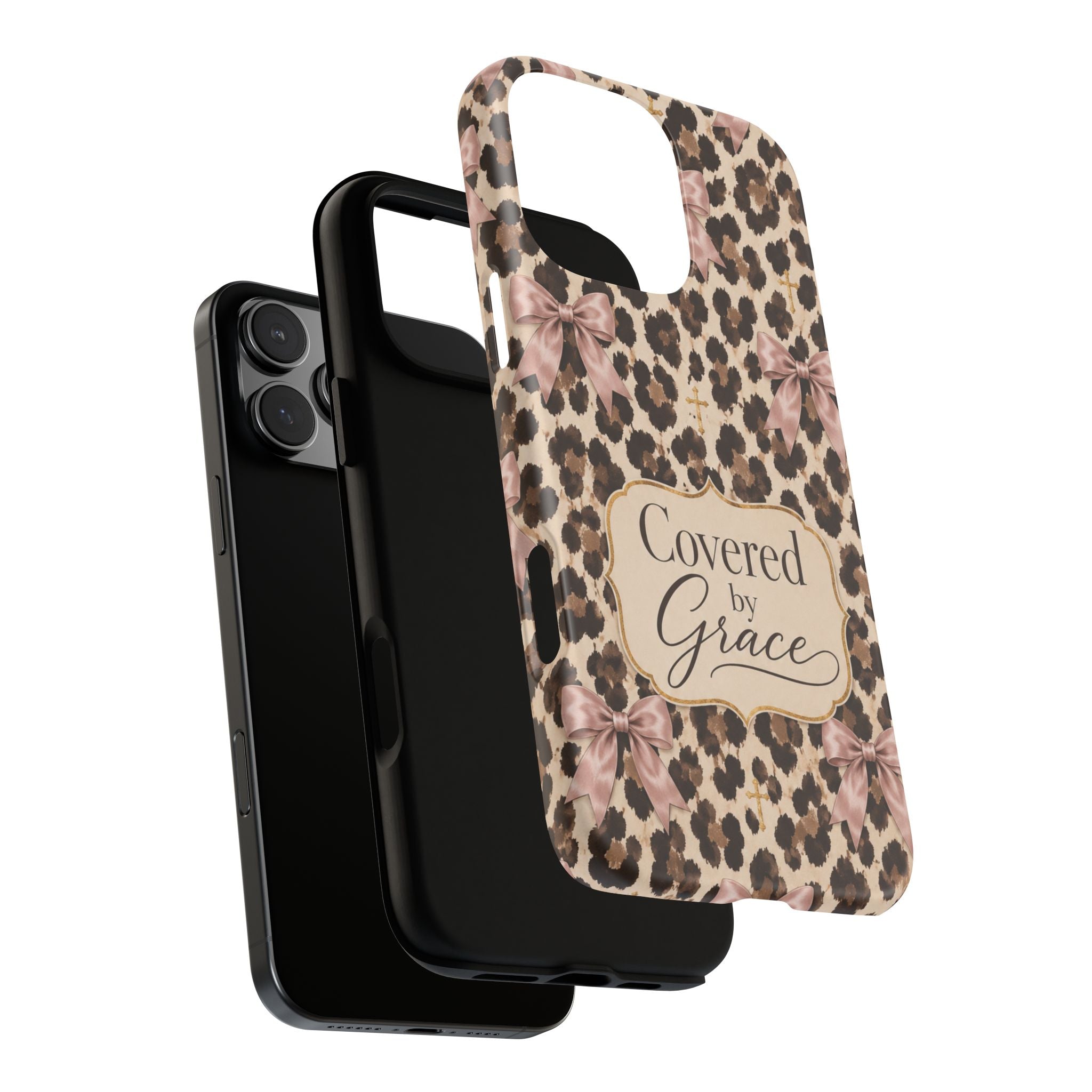 Covered by Grace Leopard Bow Christian Phone Case