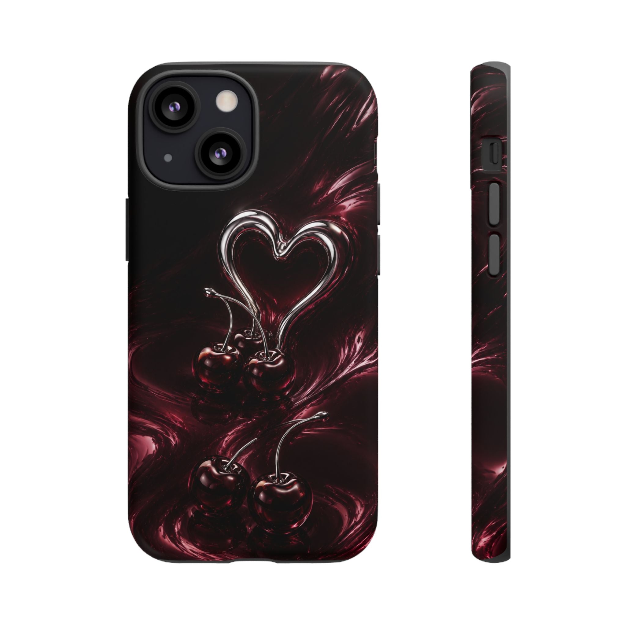 Dark Cherry Chrome Heart Phone Case