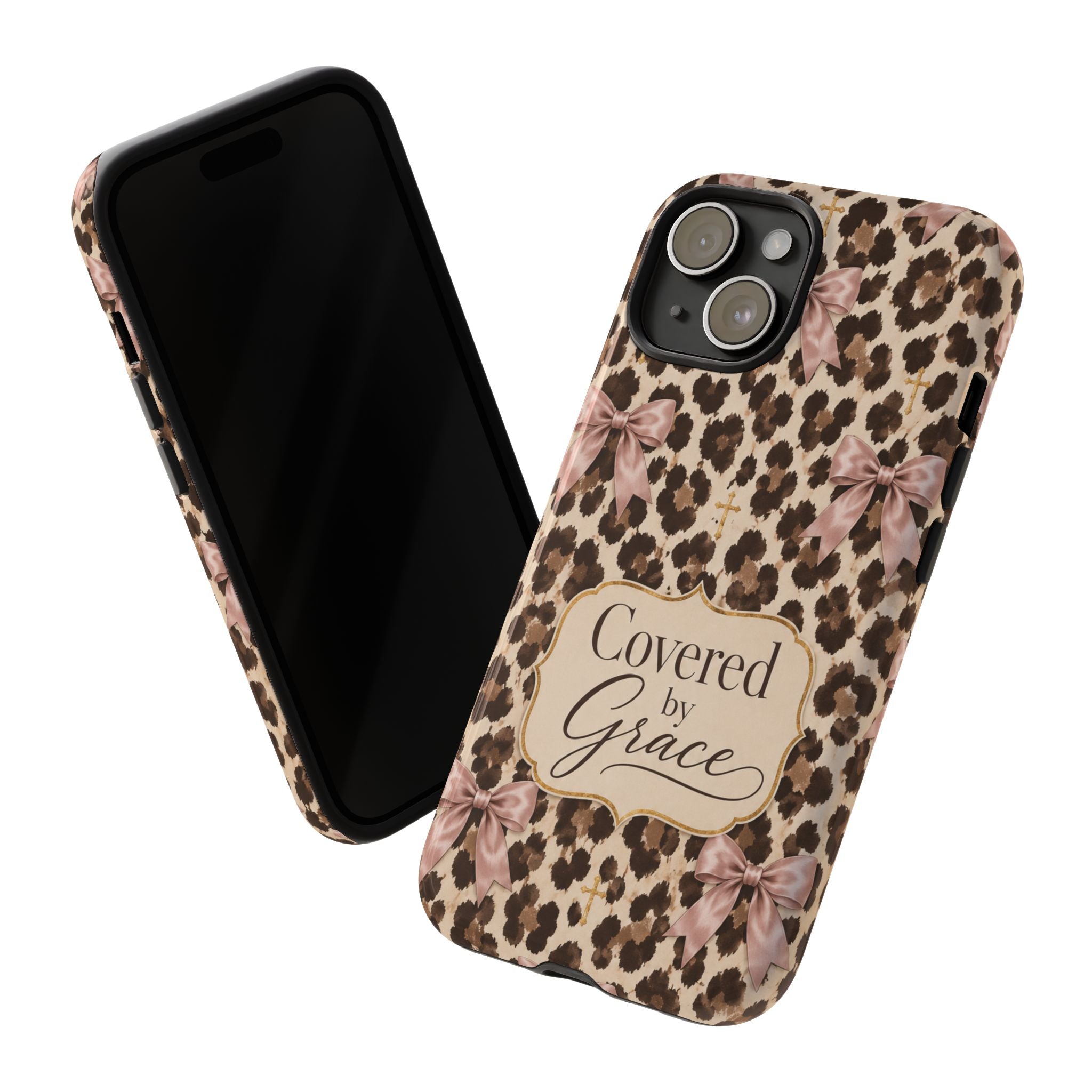 Covered by Grace Leopard Bow Christian Phone Case