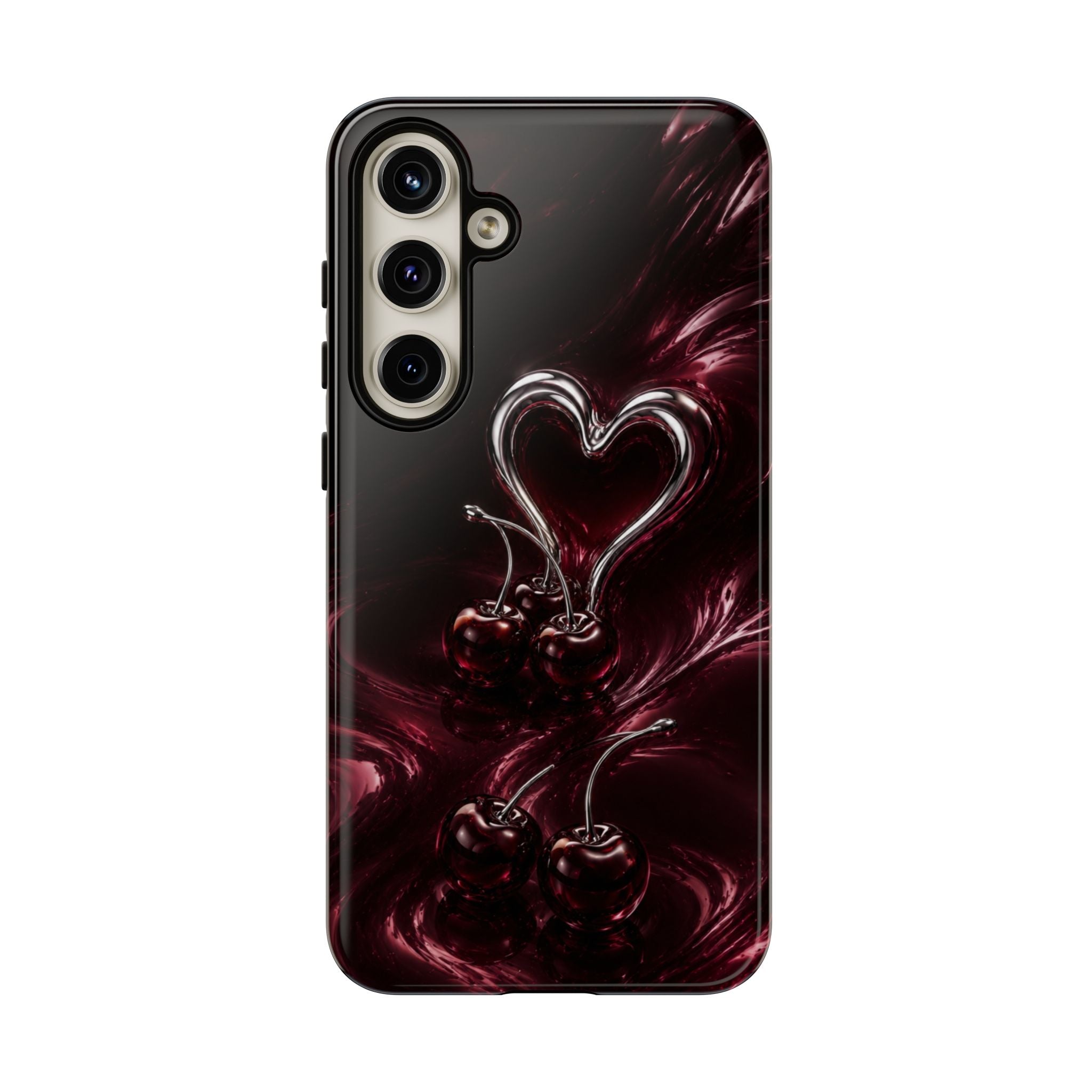 Dark Cherry Chrome Heart Phone Case