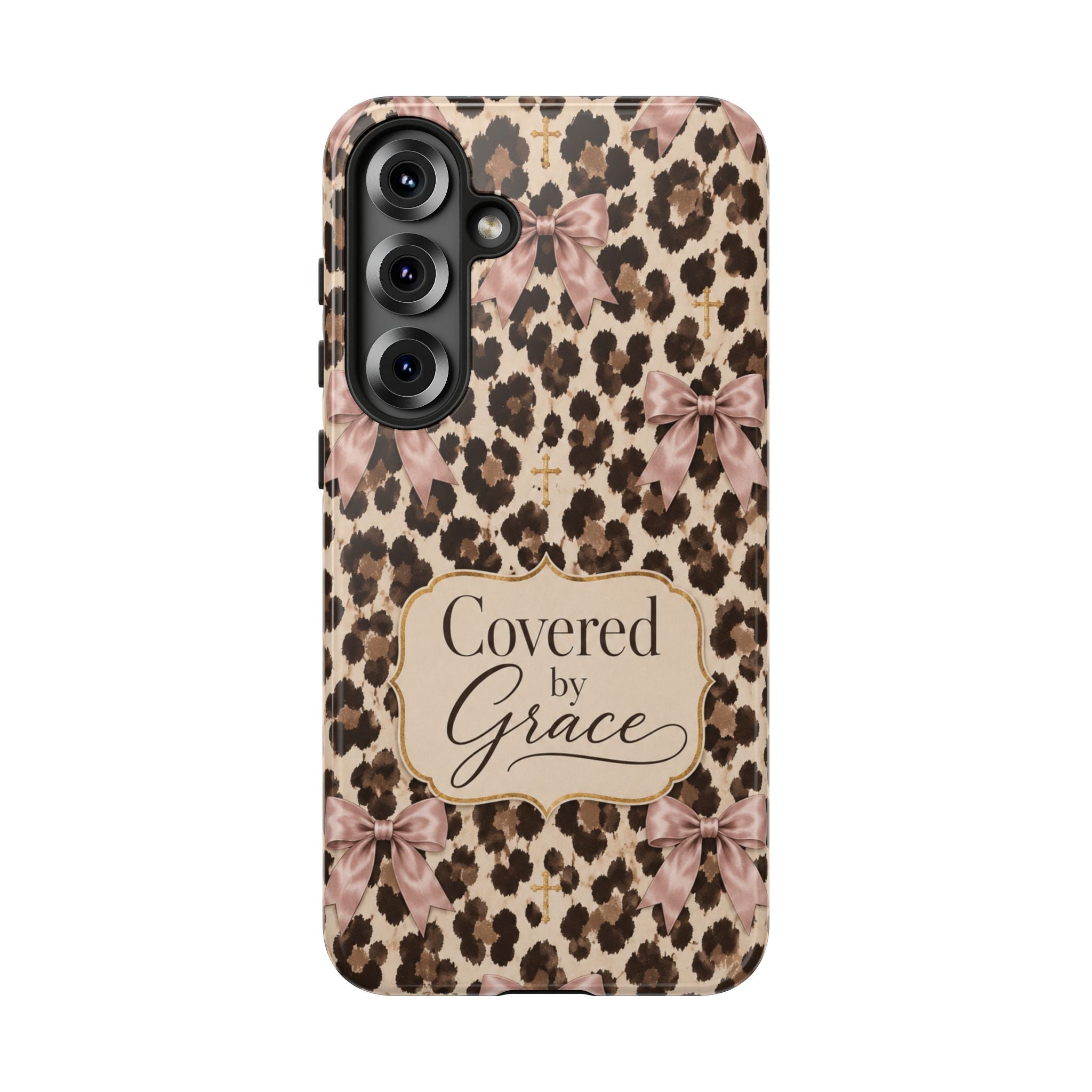 Covered by Grace Leopard Bow Christian Phone Case