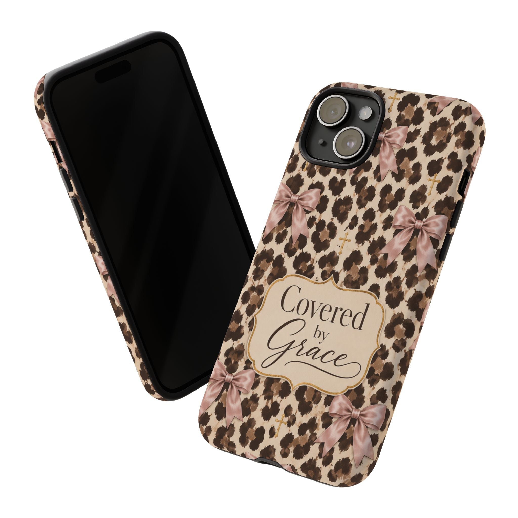Covered by Grace Leopard Bow Christian Phone Case