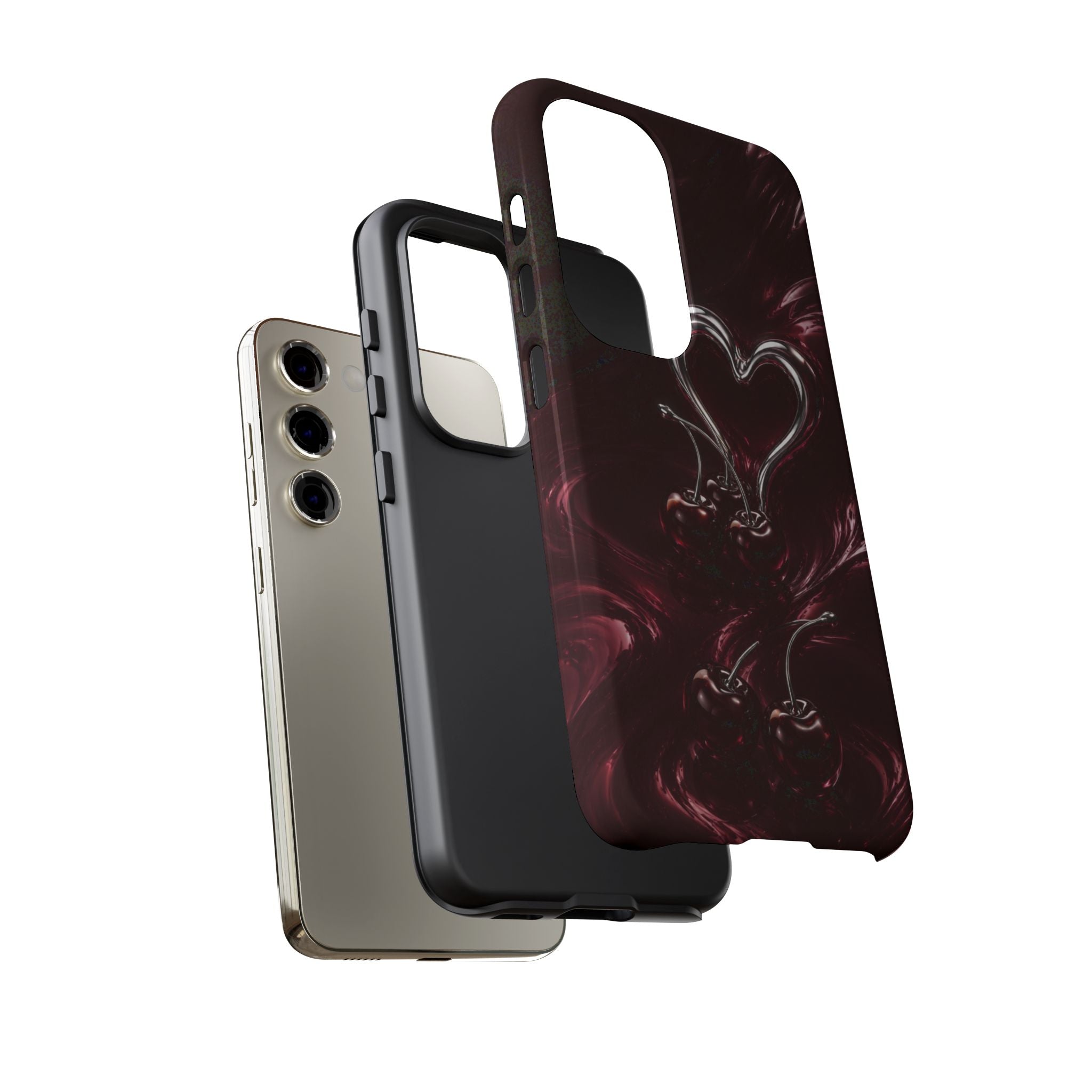 Dark Cherry Chrome Heart Phone Case