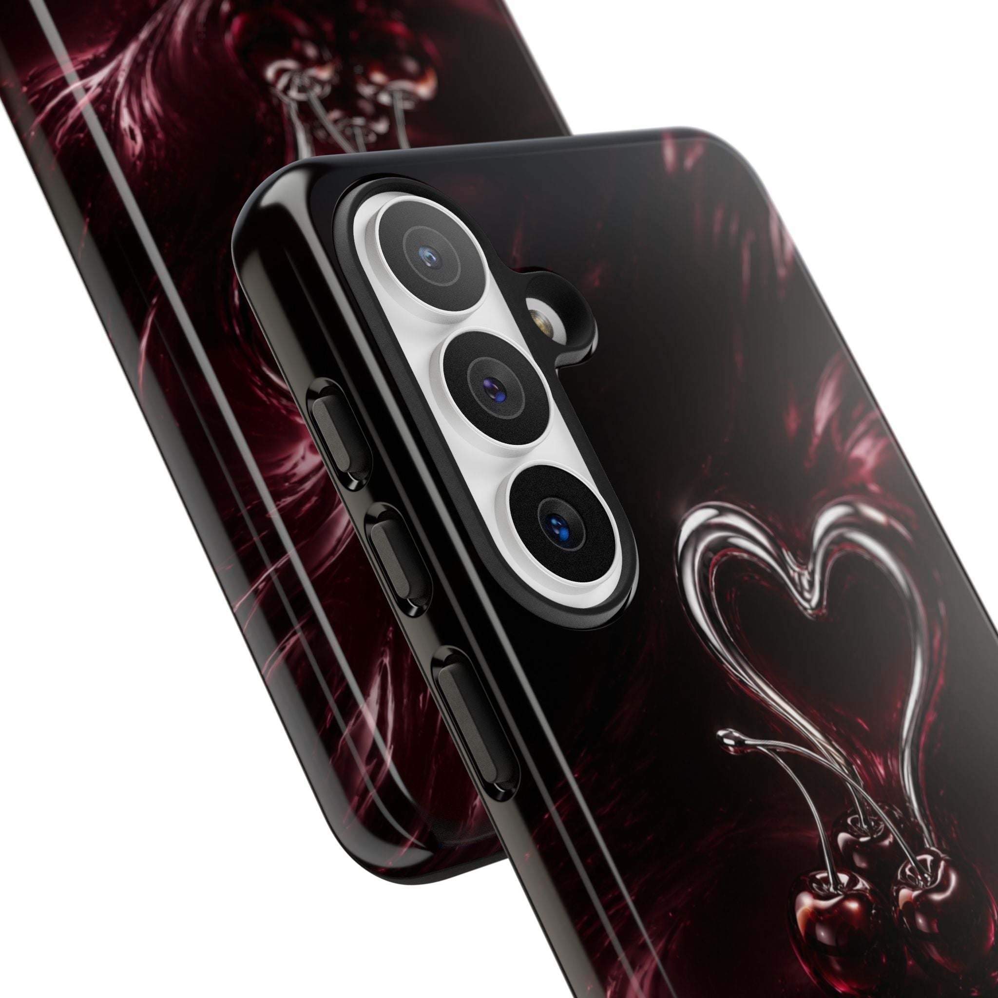 Dark Cherry Chrome Heart Phone Case
