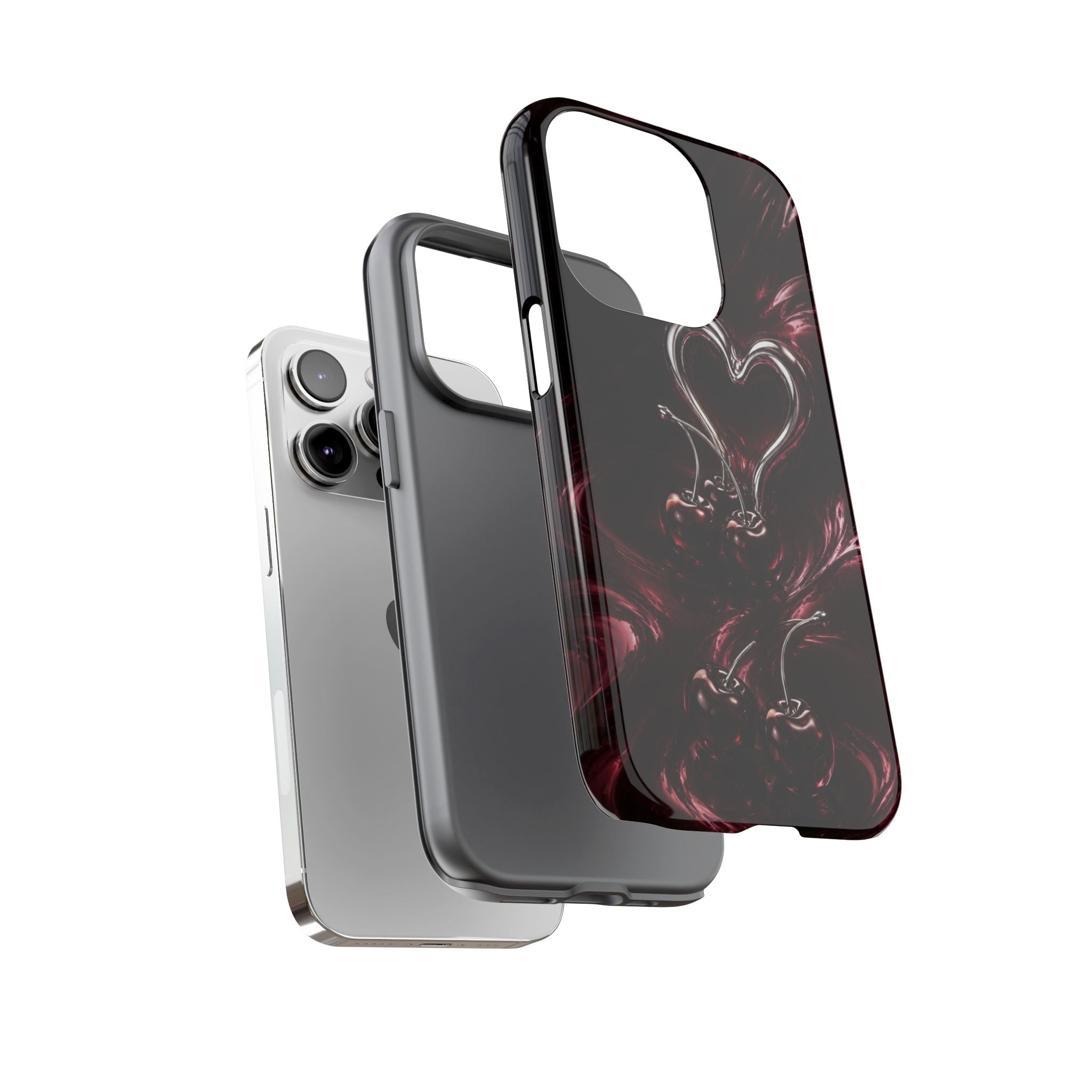 Dark Cherry Chrome Heart Phone Case