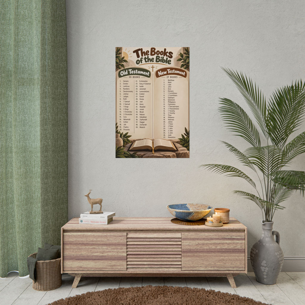 Books of the Bible Christian Poster | Old & New Testament Bible Wall Art