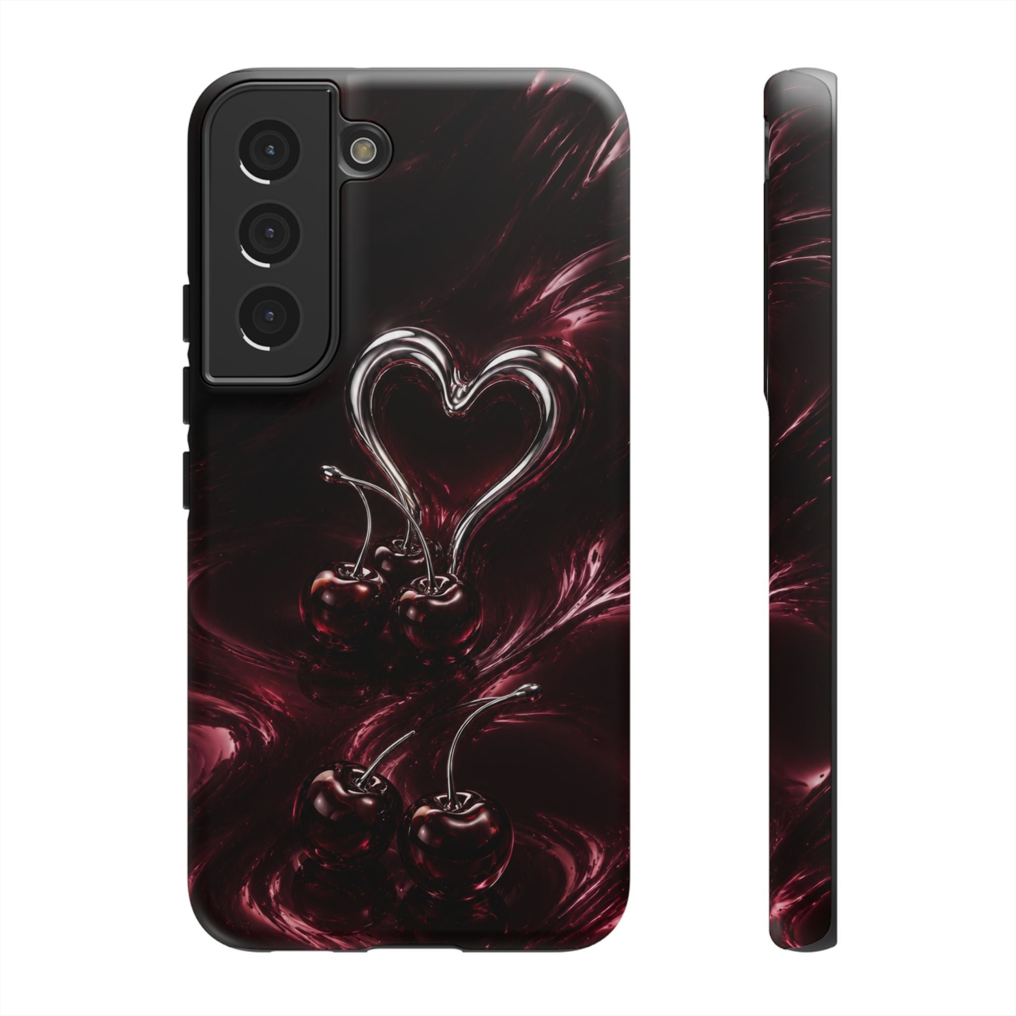 Dark Cherry Chrome Heart Phone Case