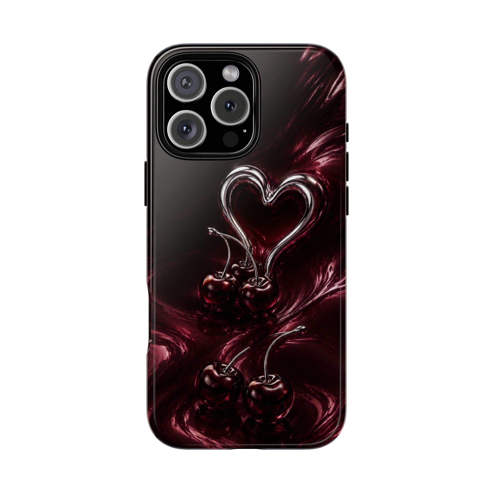 Dark Cherry Chrome Heart Phone Case