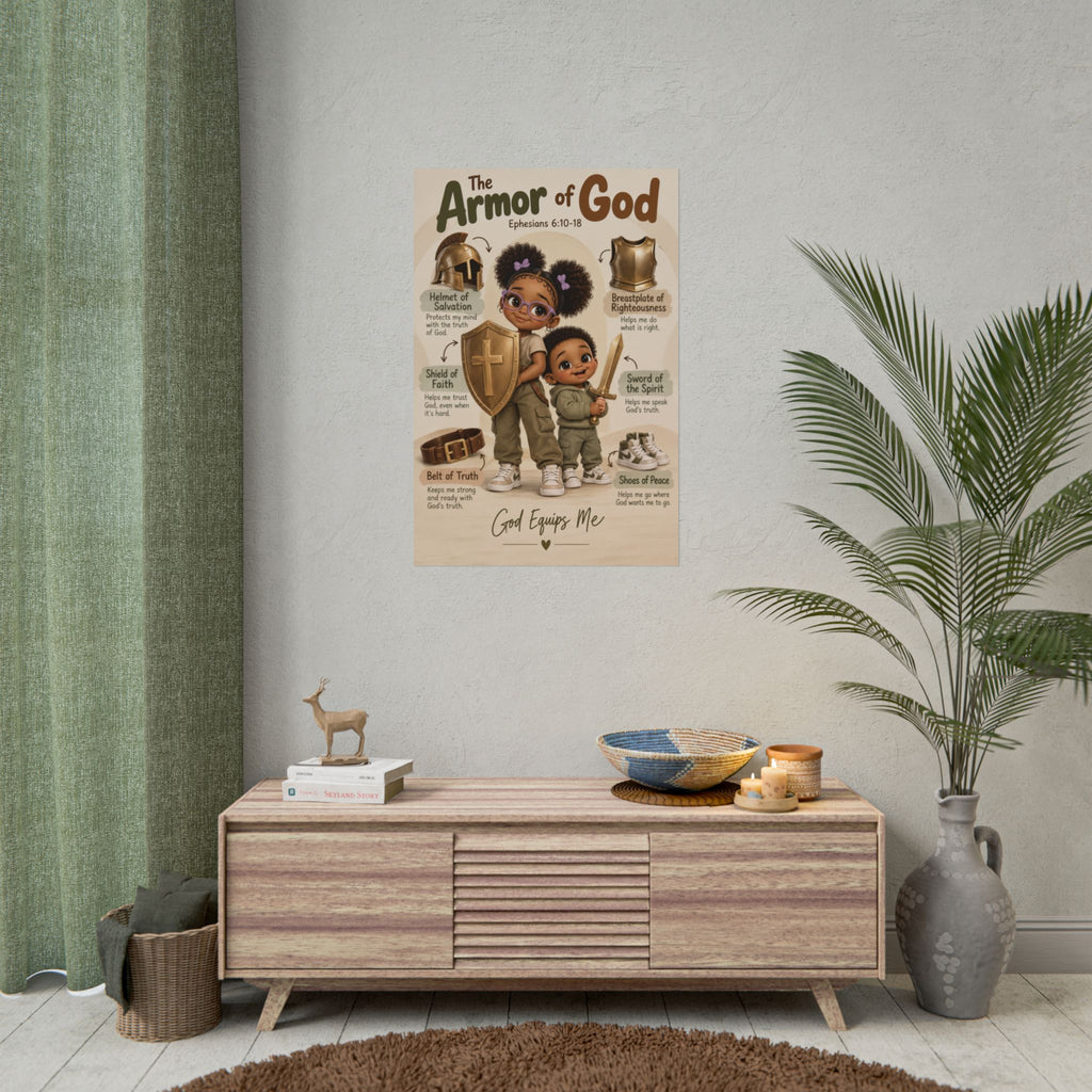 Armor of God Christian Kids Poster | Ephesians 6:10–18 Bible Wall Art