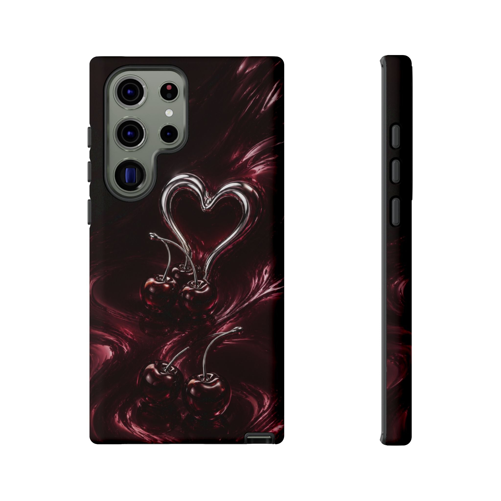 Dark Cherry Chrome Heart Phone Case