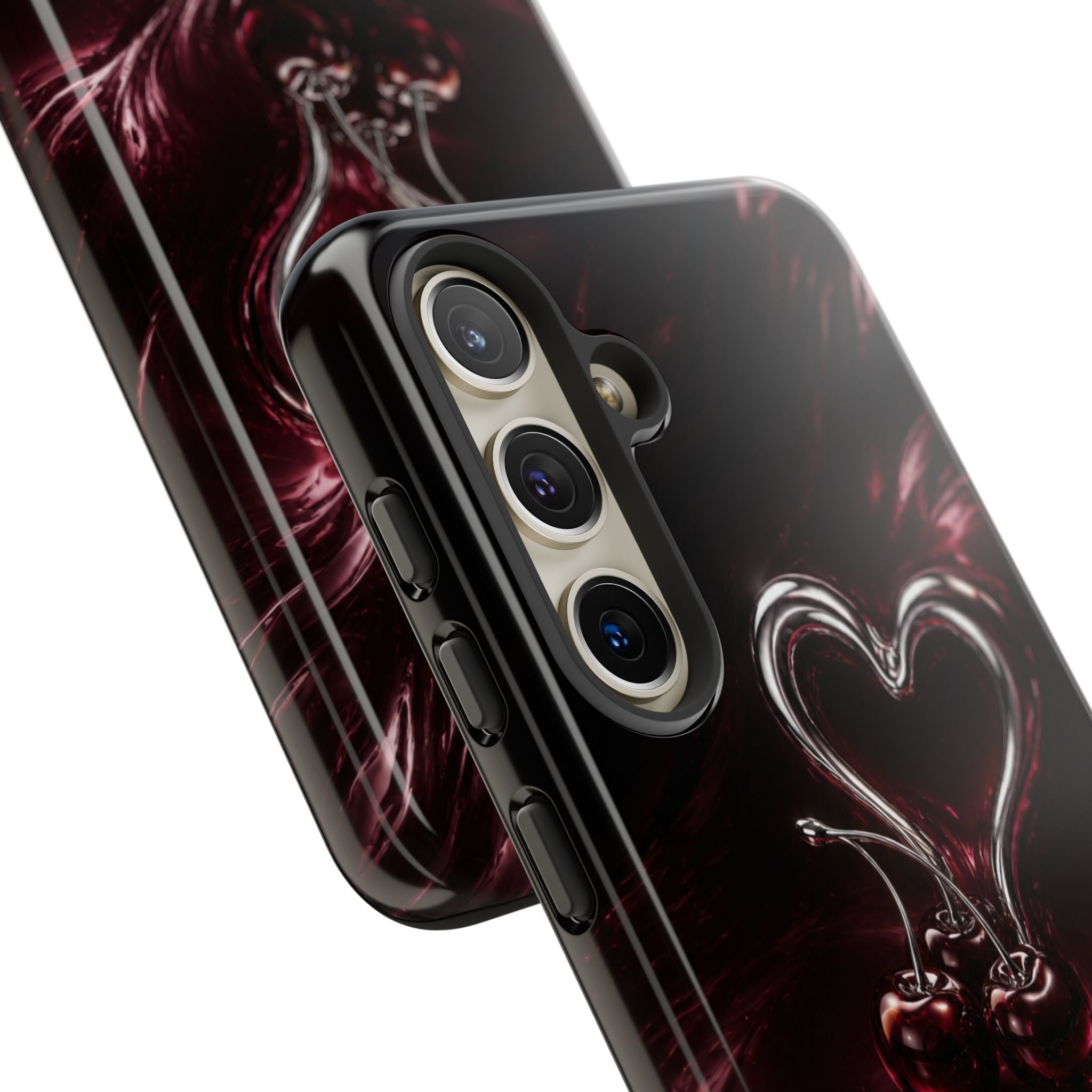 Dark Cherry Chrome Heart Phone Case