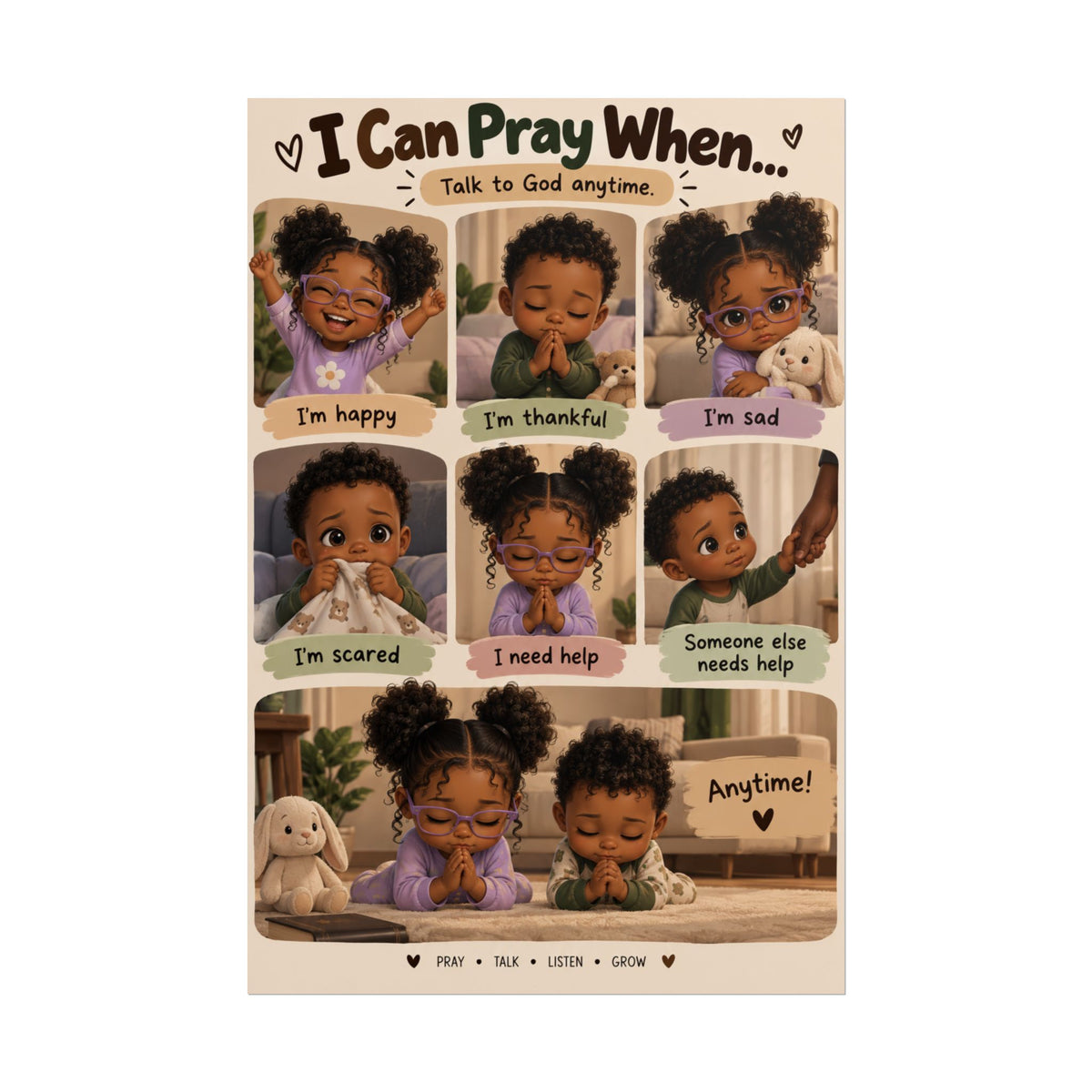 I Can Pray When… Christian Kids Prayer Poster | Faithful Little Hearts