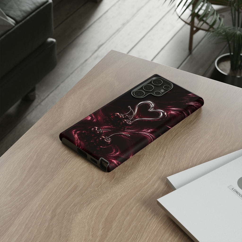 Dark Cherry Chrome Heart Phone Case