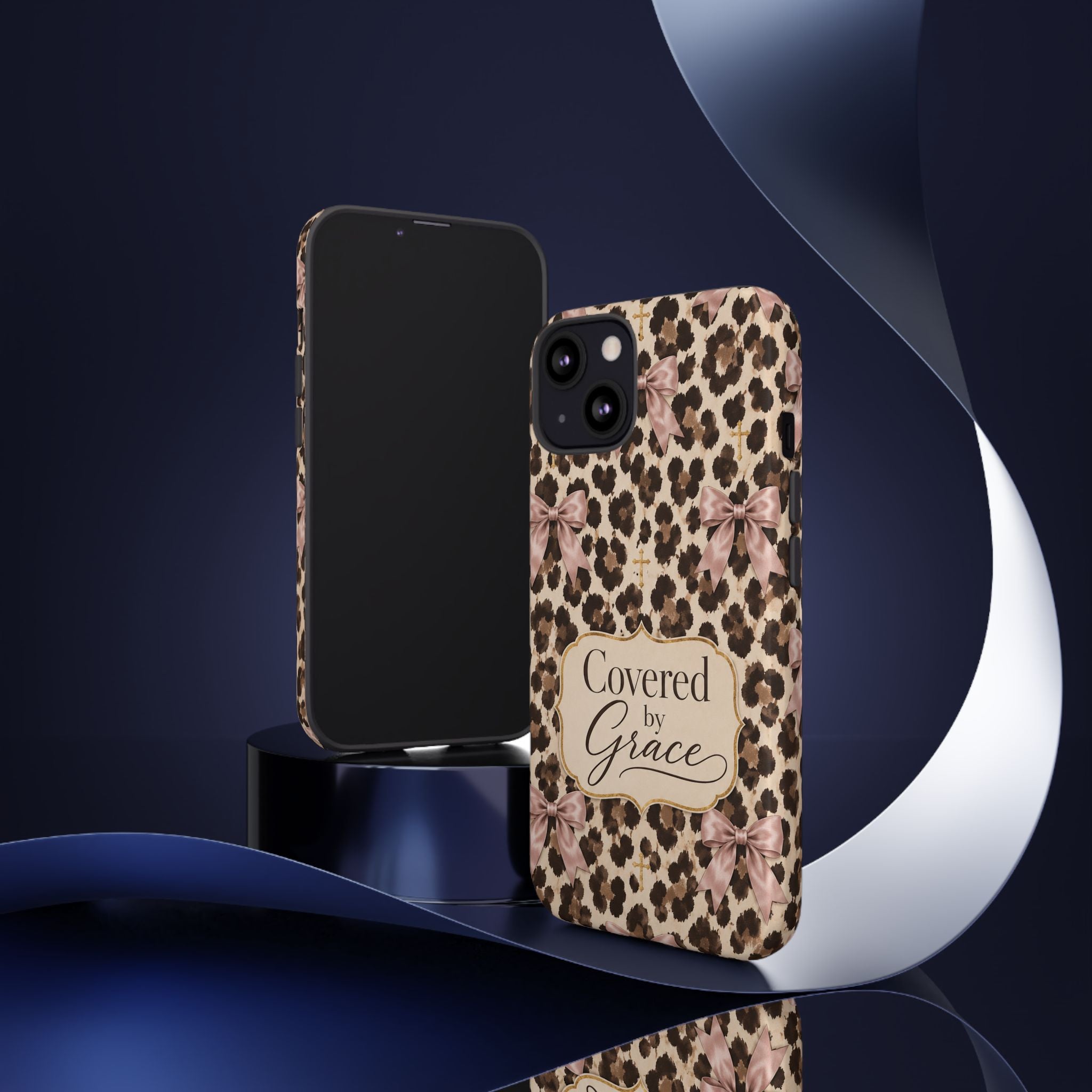 Covered by Grace Leopard Bow Christian Phone Case