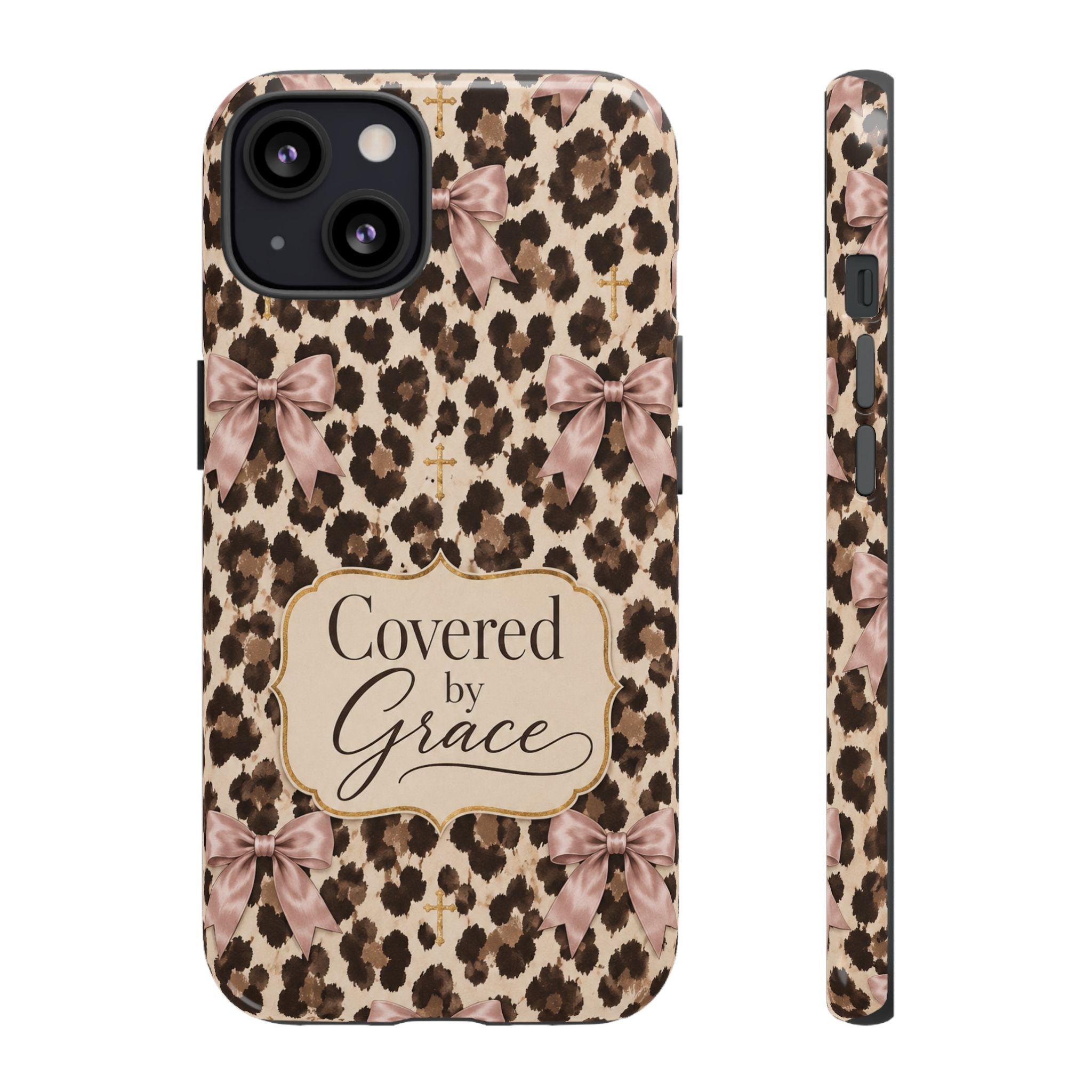 Covered by Grace Leopard Bow Christian Phone Case