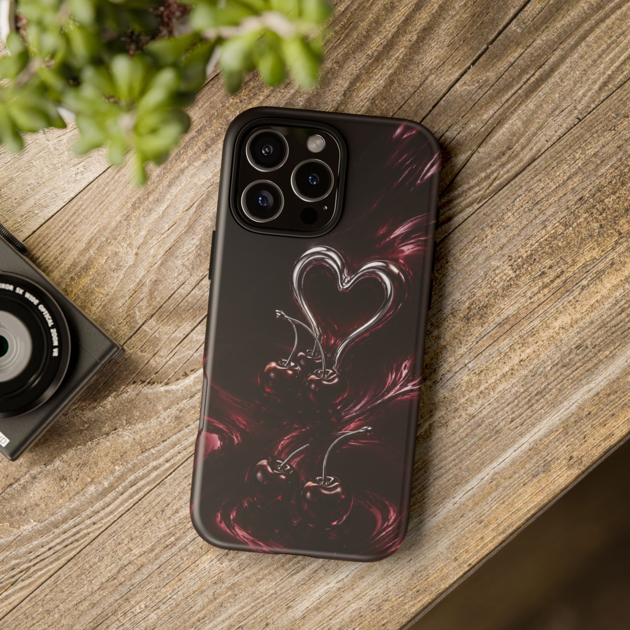 Dark Cherry Chrome Heart Phone Case