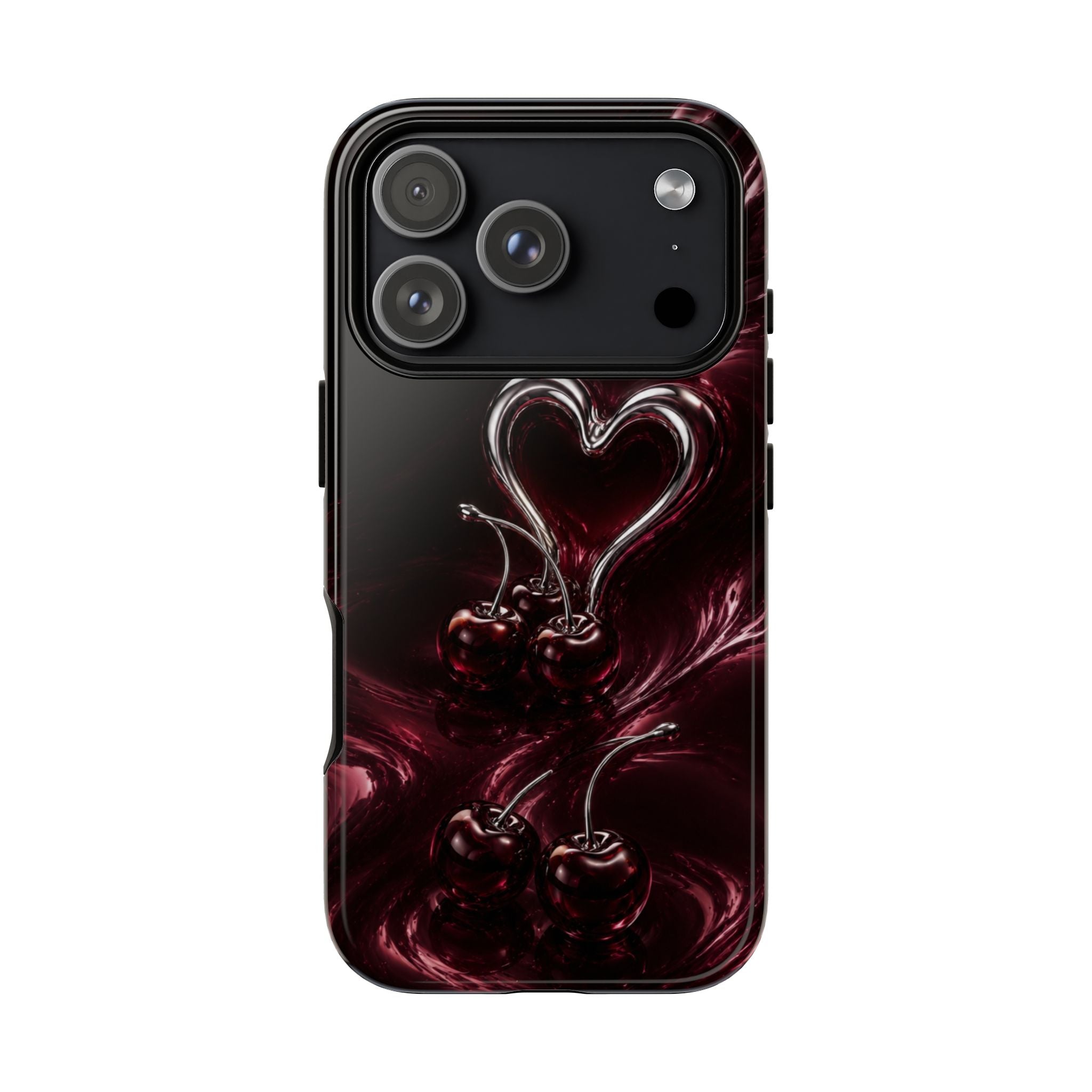 Dark Cherry Chrome Heart Phone Case
