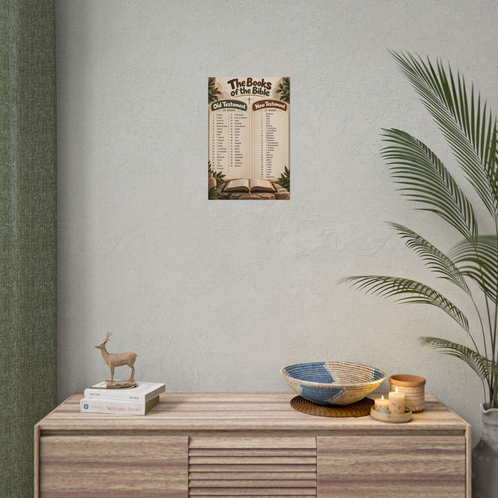 Books of the Bible Christian Poster | Old & New Testament Bible Wall Art