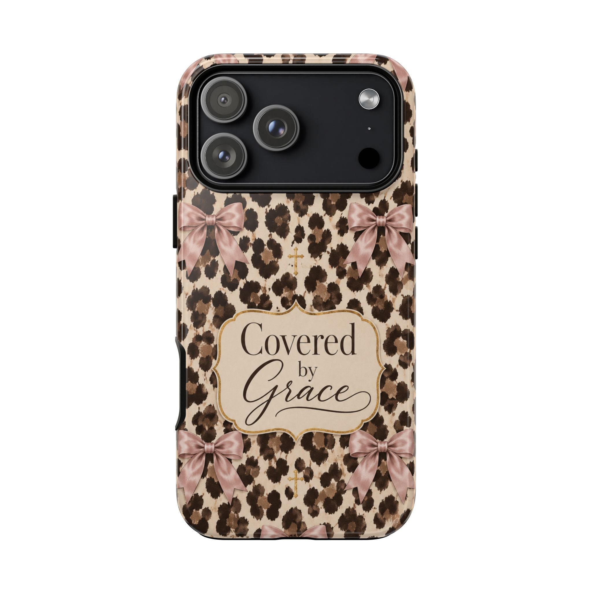 Covered by Grace Leopard Bow Christian Phone Case