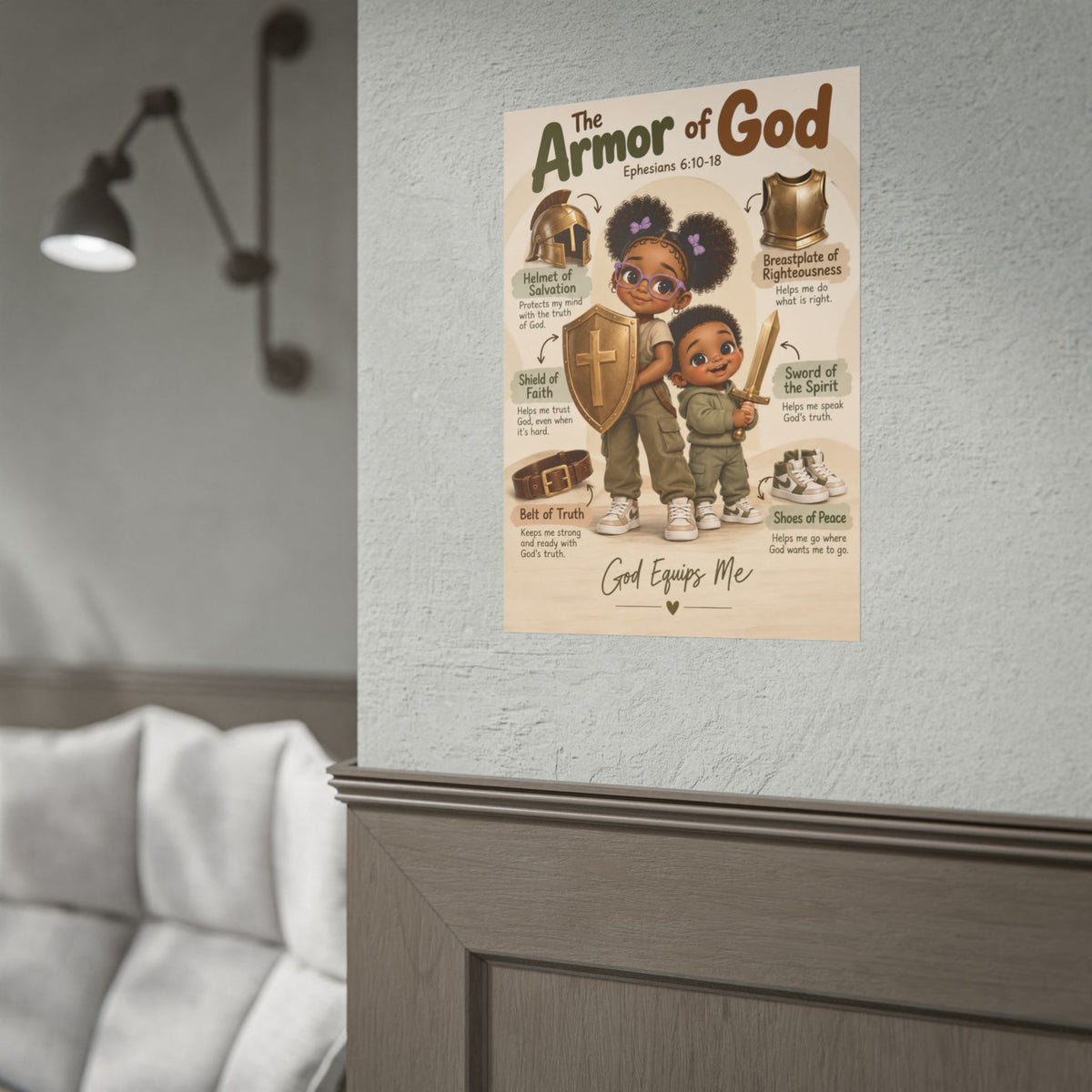 Armor of God Christian Kids Poster | Ephesians 6:10–18 Bible Wall Art