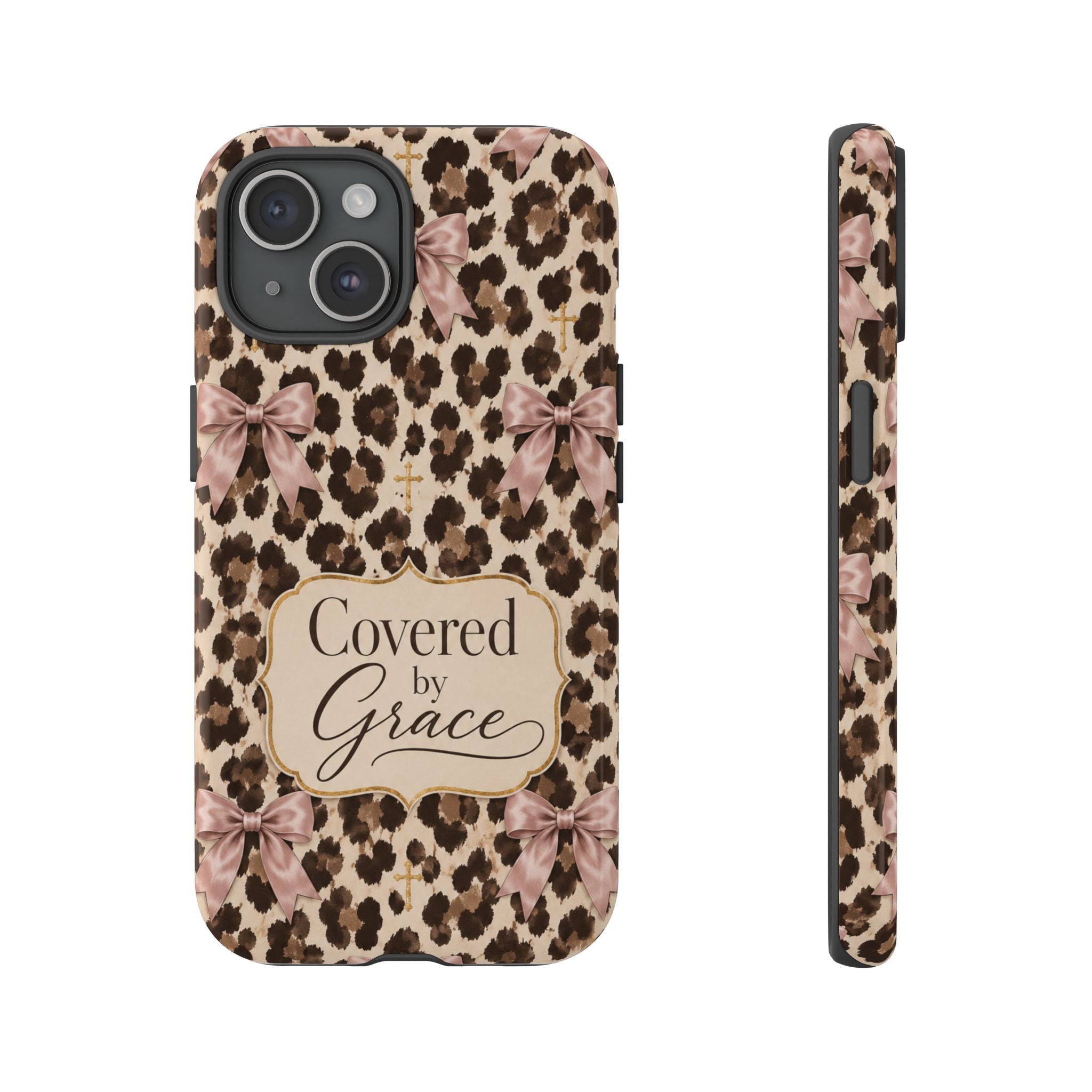 Covered by Grace Leopard Bow Christian Phone Case