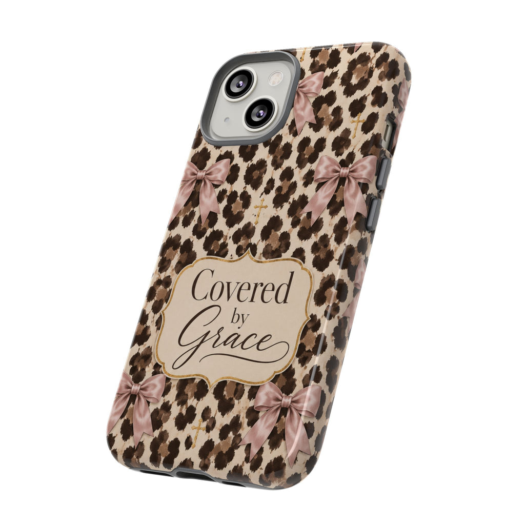 Covered by Grace Leopard Bow Christian Phone Case