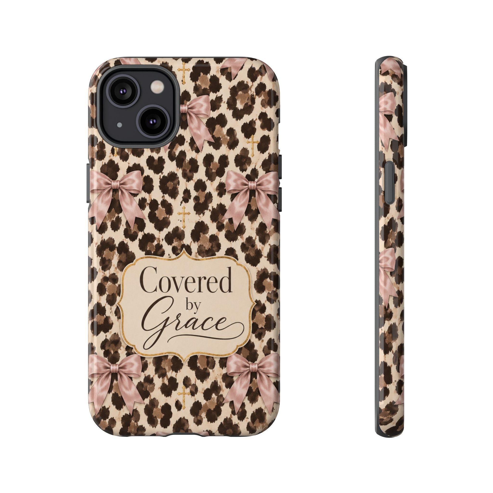 Covered by Grace Leopard Bow Christian Phone Case