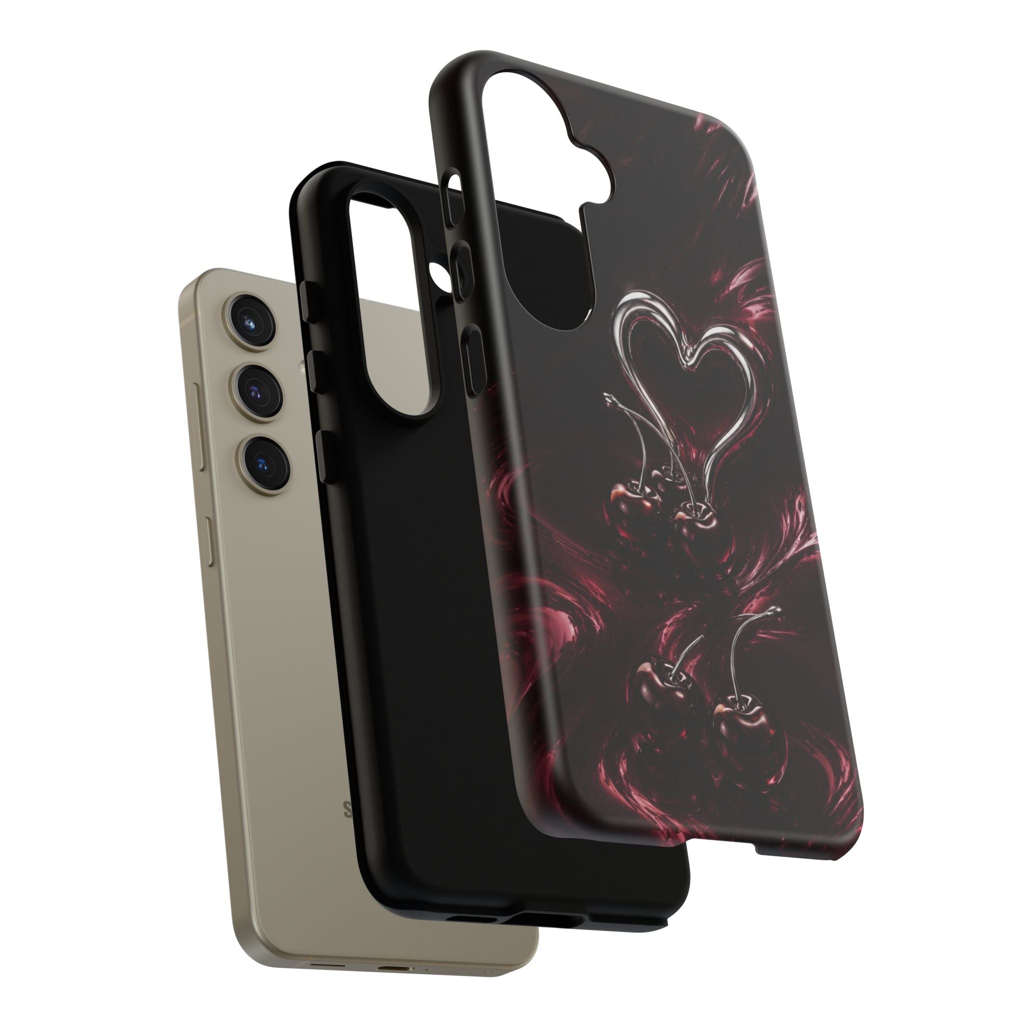 Dark Cherry Chrome Heart Phone Case