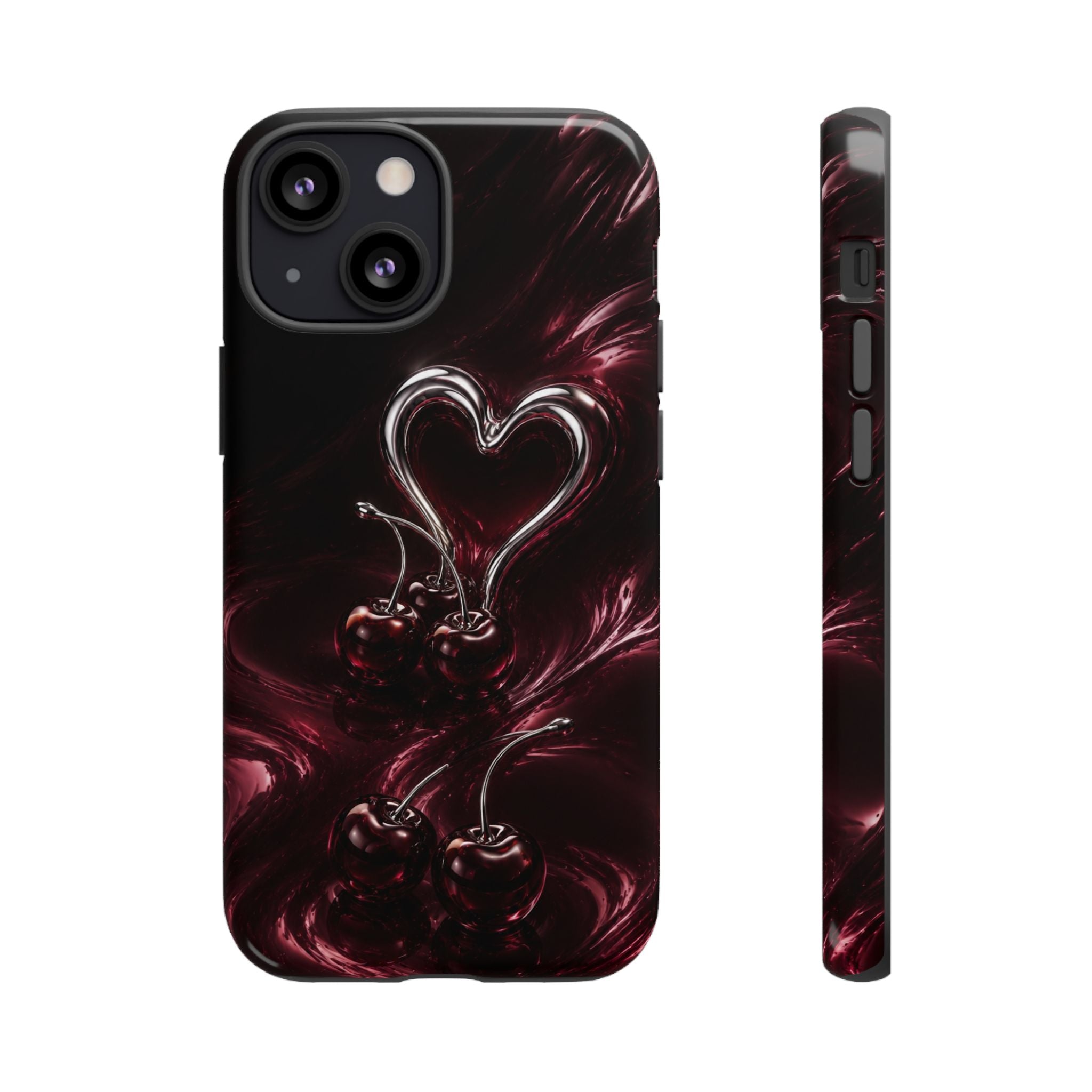 Dark Cherry Chrome Heart Phone Case