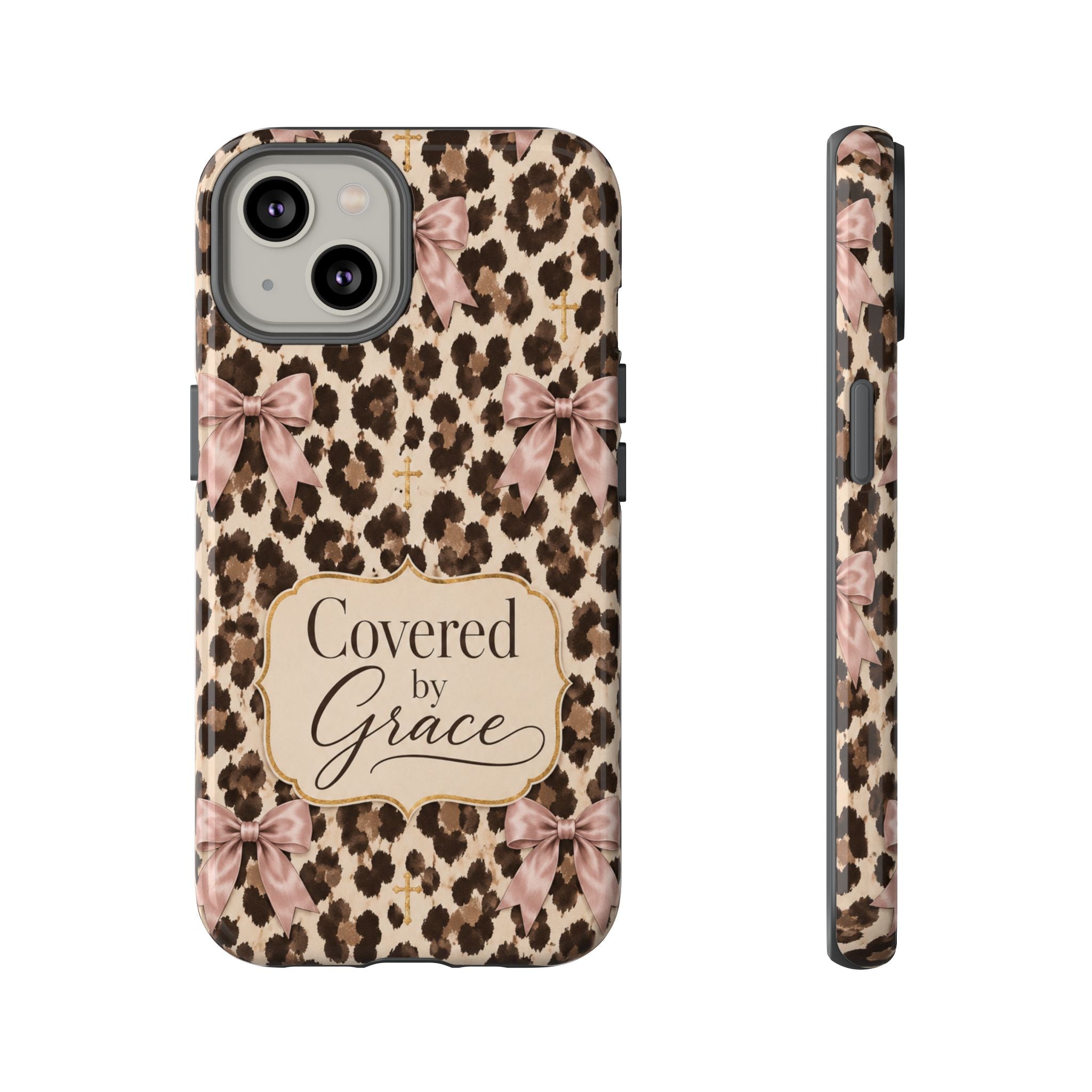 Covered by Grace Leopard Bow Christian Phone Case