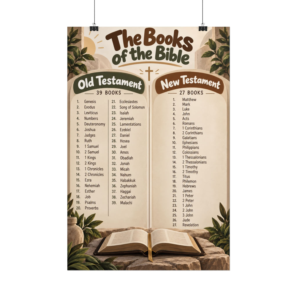 Books of the Bible Christian Poster | Old & New Testament Bible Wall Art