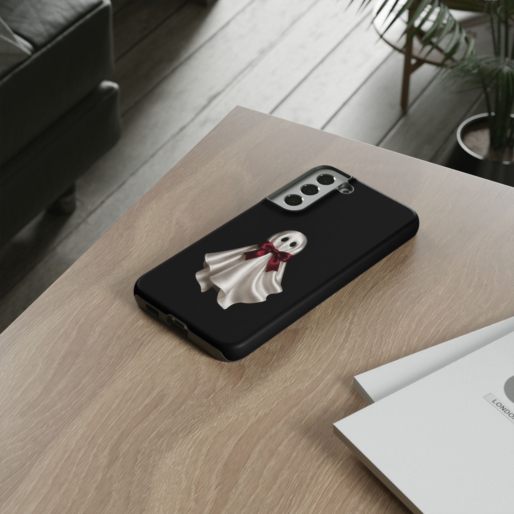 Burgundy Bow Ghost Spooky Phone Case