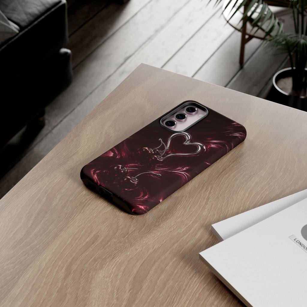 Dark Cherry Chrome Heart Phone Case