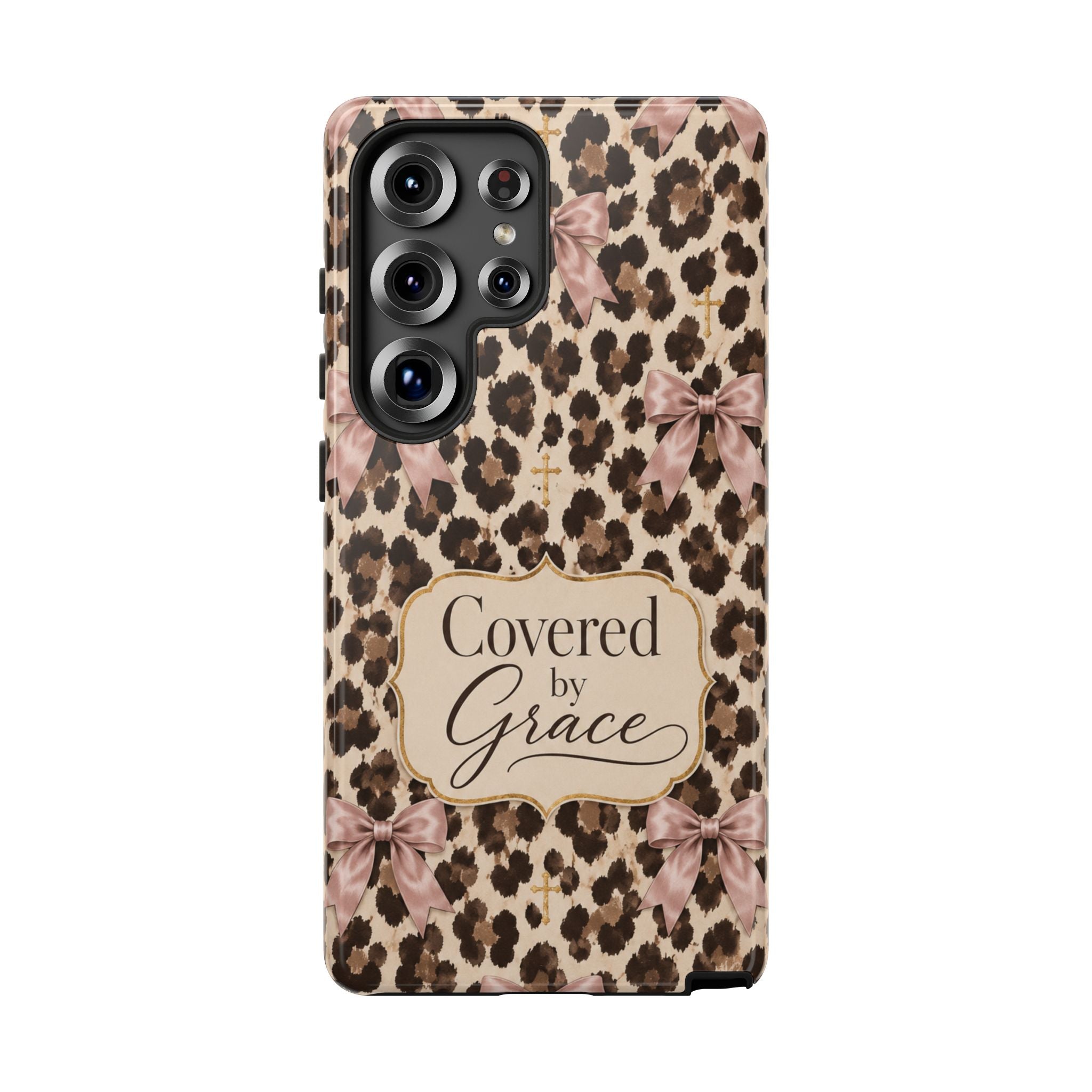 Covered by Grace Leopard Bow Christian Phone Case