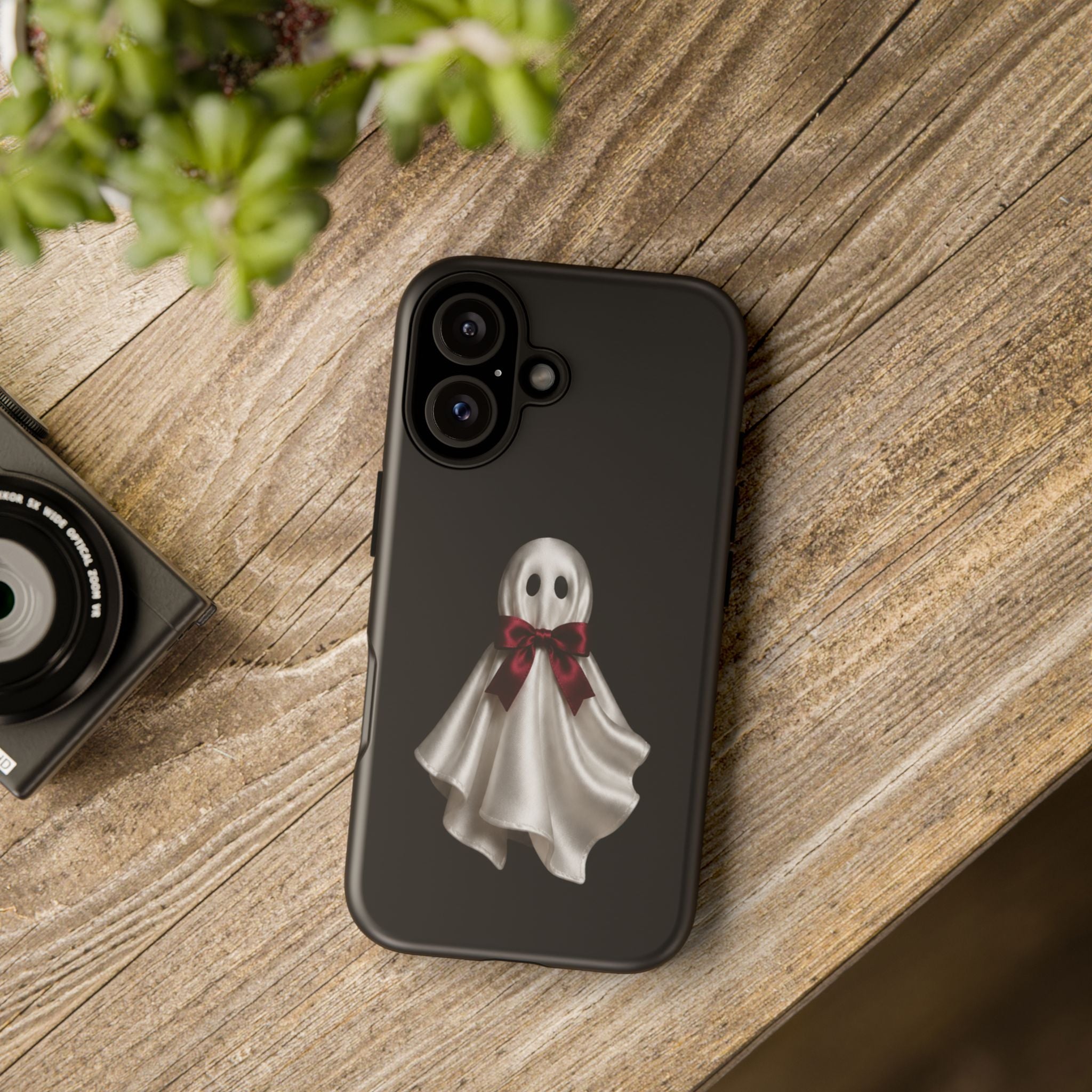 Burgundy Bow Ghost Spooky Phone Case