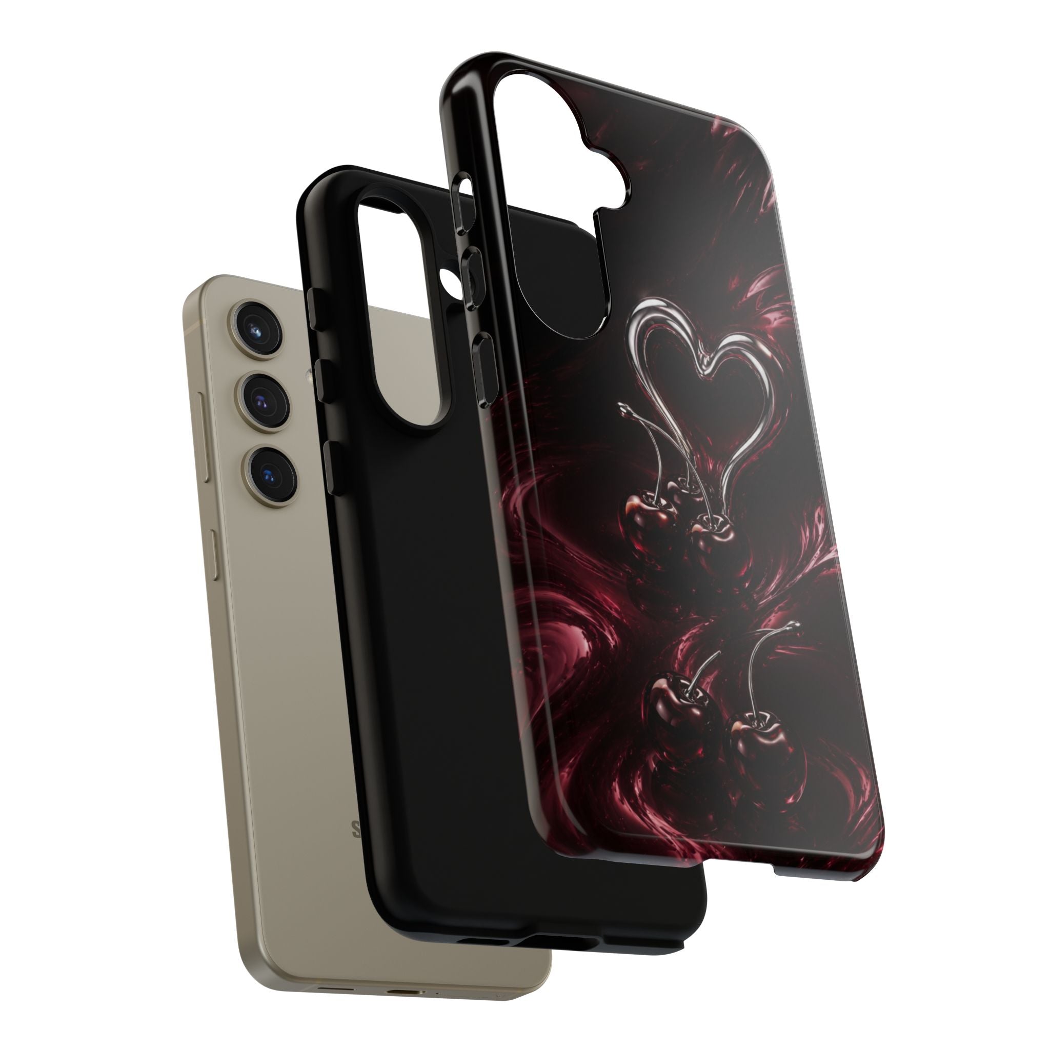Dark Cherry Chrome Heart Phone Case